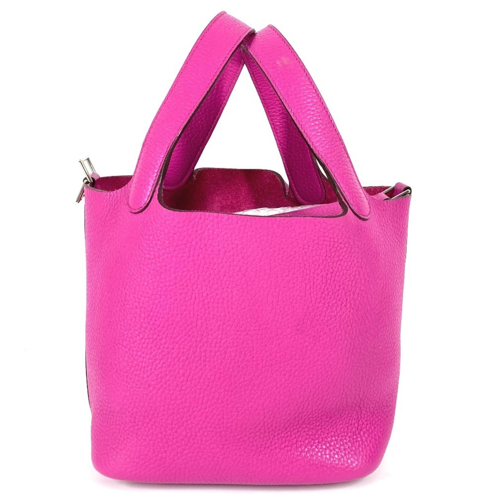Hermes Pink Taurillon Clemence Leather Handbag Tote Bag (Pre-Owned)