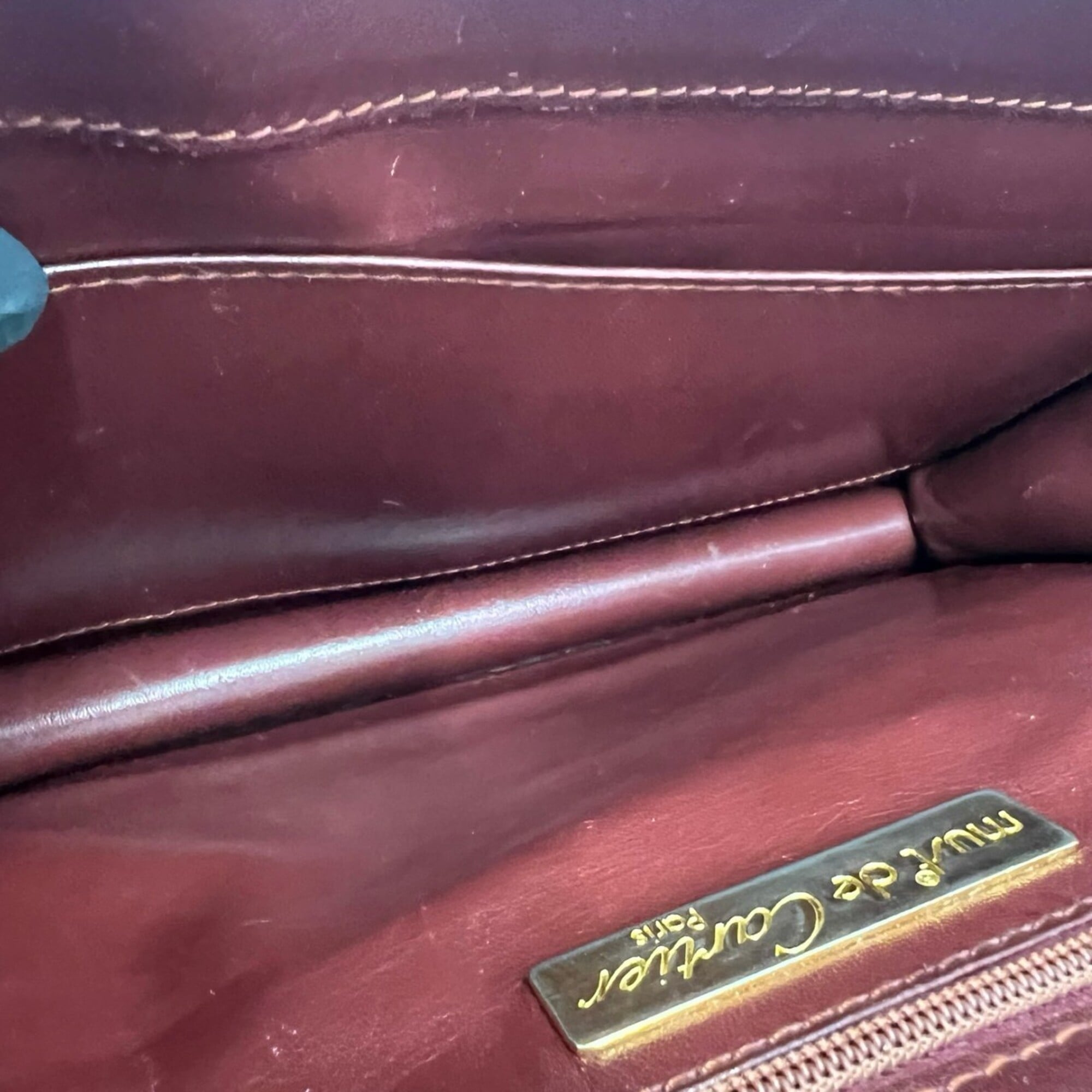 Cartier Wine Red Leather Pochette Shoulder Bag (Pre-Owned)