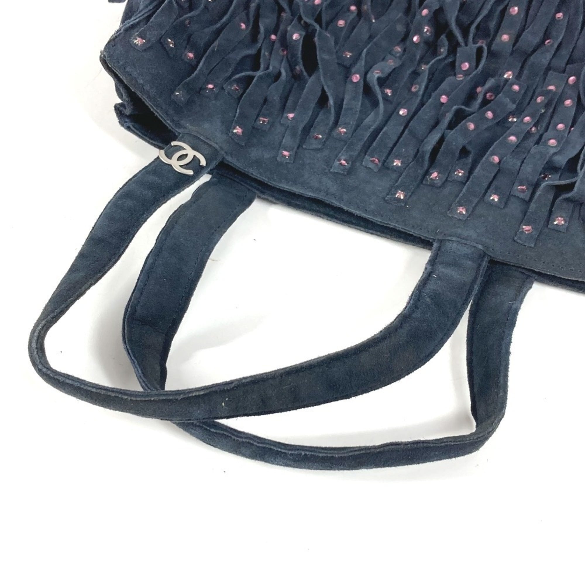 Chanel Navy Pink Rhinestone Handbag Tote Bag (Pre-Owned)