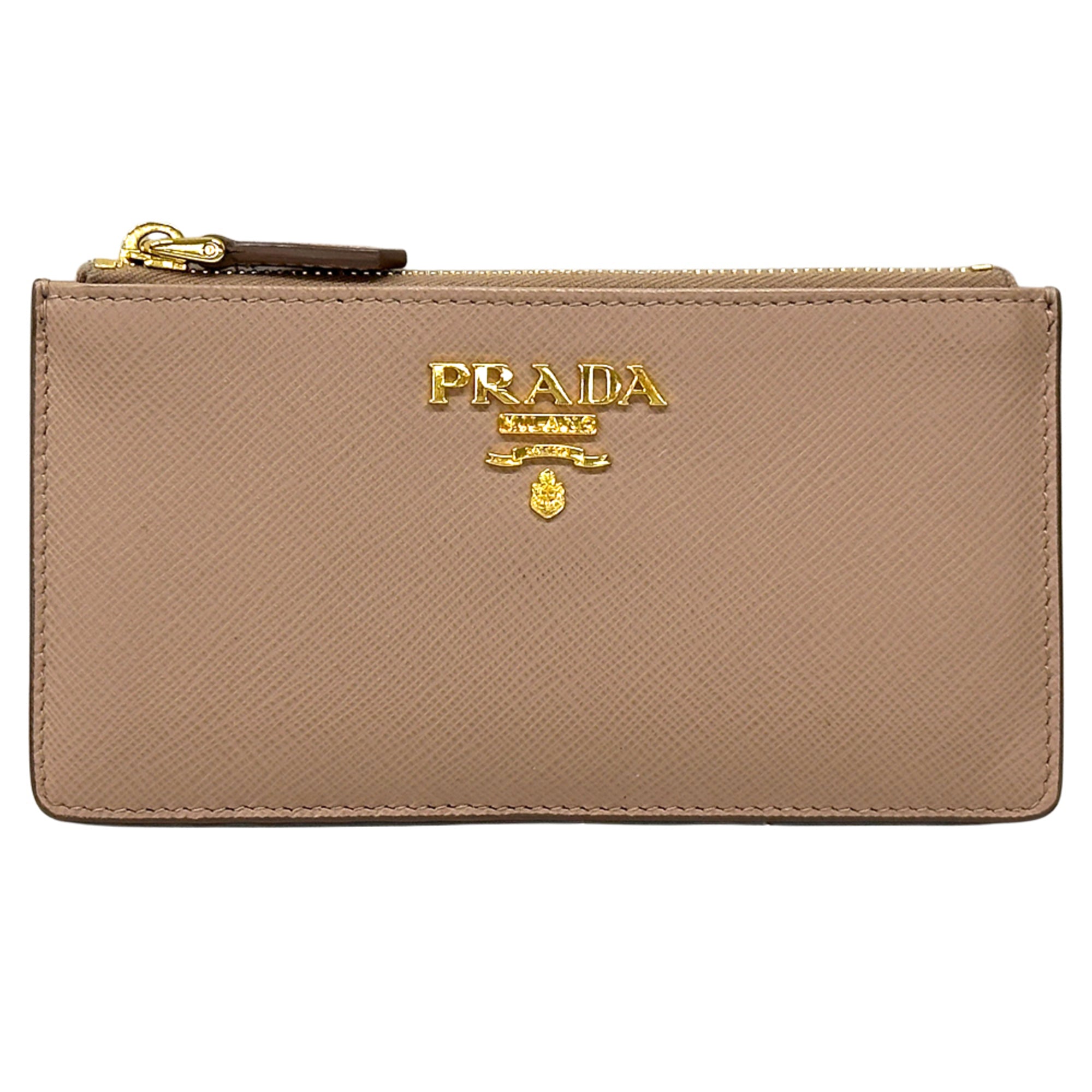 Prada Pink Beige Leather Coin Purse/Coin Case (Pre-Owned)