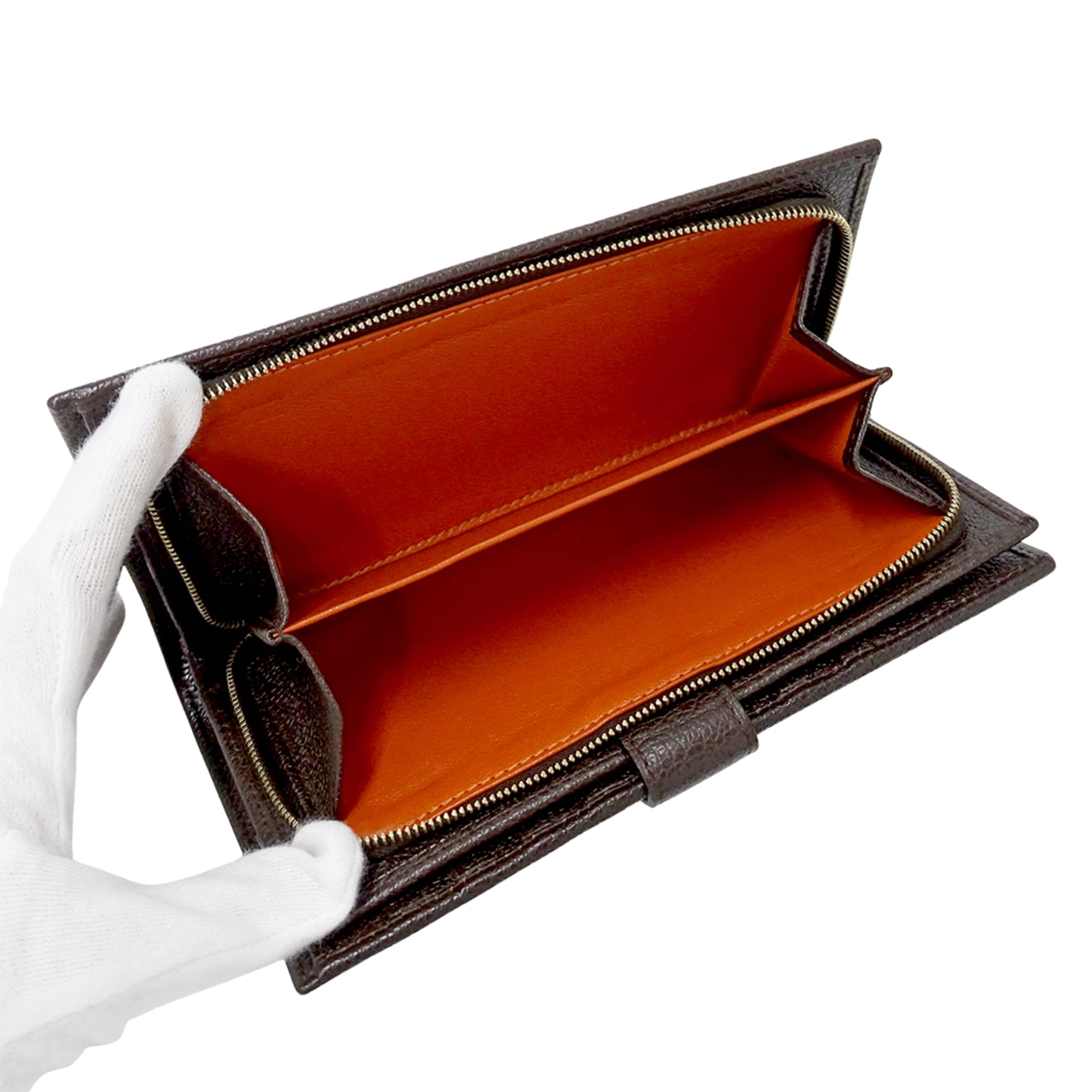 Bvlgari Dark Brown Leather Long Wallet (Bi-Fold) (Pre-Owned)