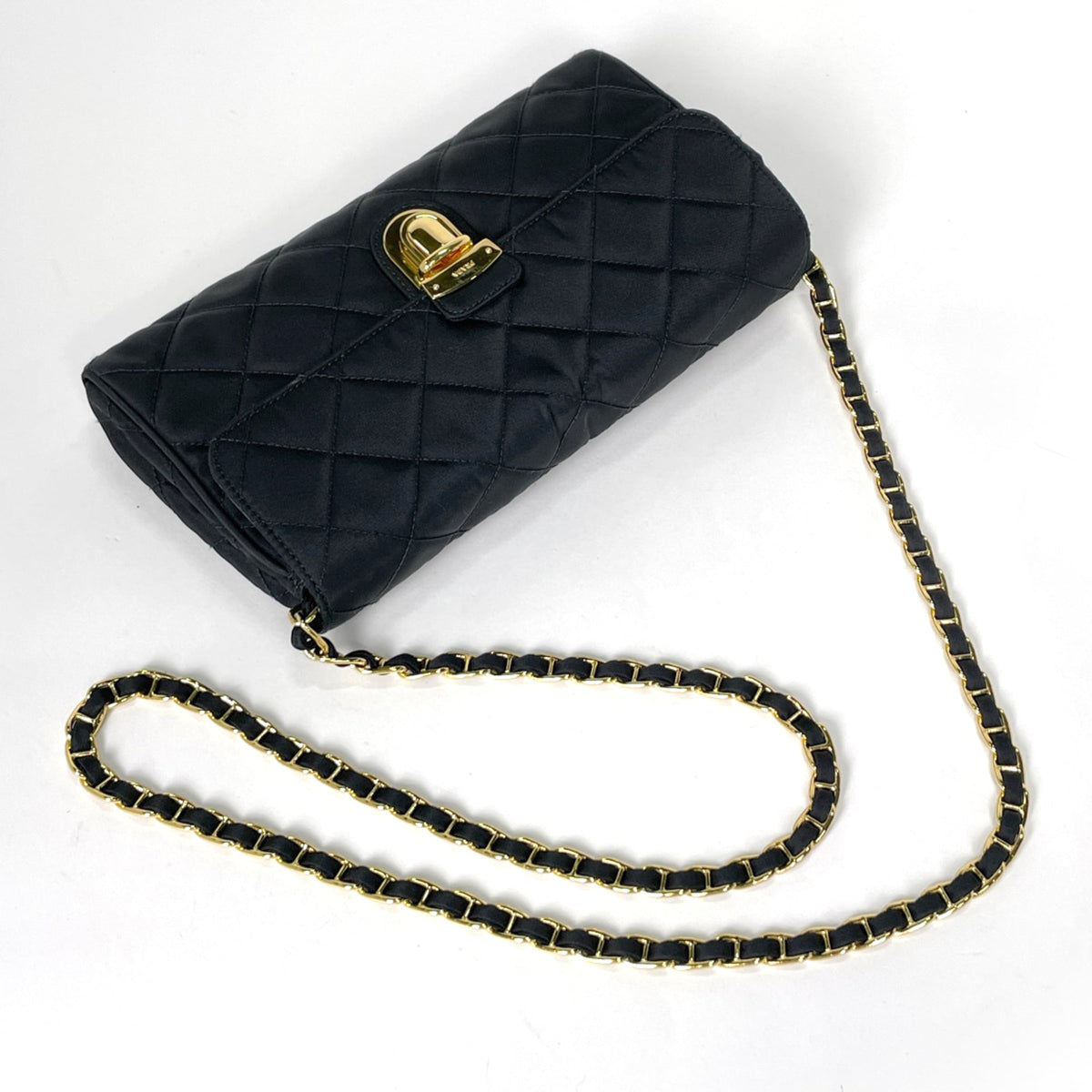 Prada Black Nero Quilting Nylon Shoulder Bag (Pre-Owned)