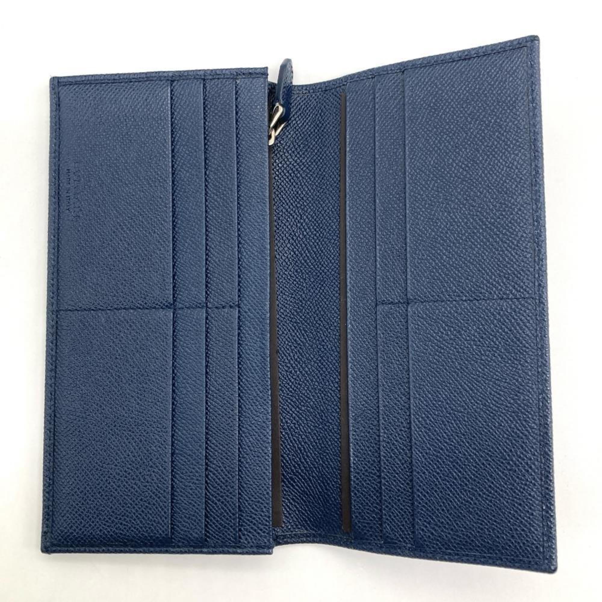 Bvlgari Navy Leather Coin Purse/Coin Case (Pre-Owned)