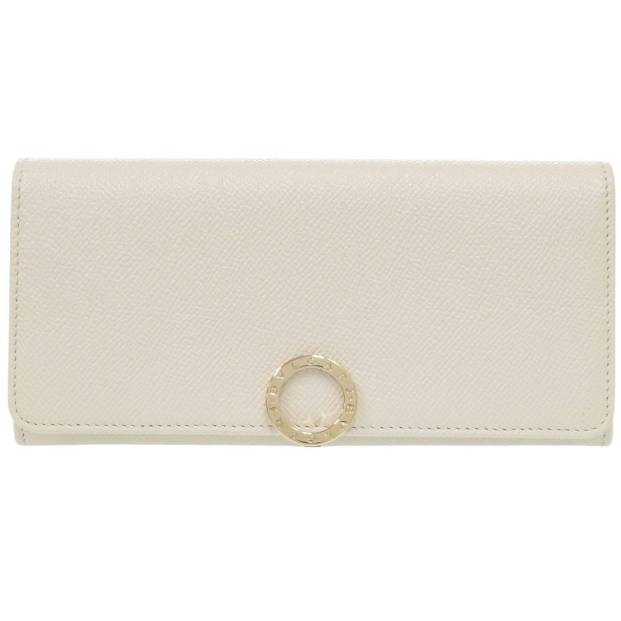 Bvlgari White Leather Long Wallet (Bi-Fold) (Pre-Owned)