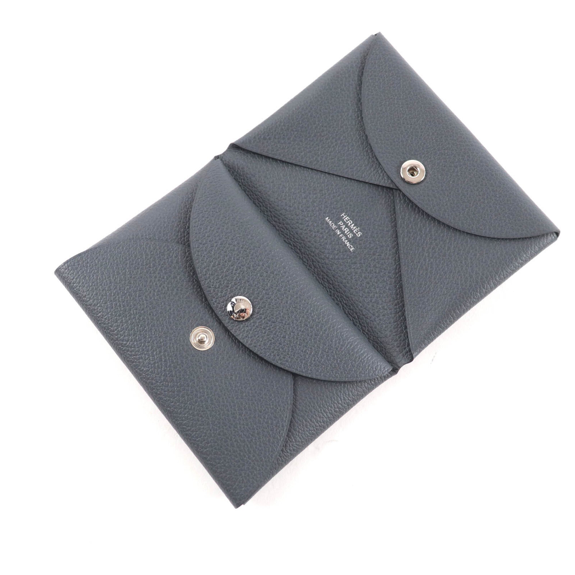 Hermes Dark Gray Evercalf Leather Coin Purse/Coin Case (Pre-Owned)