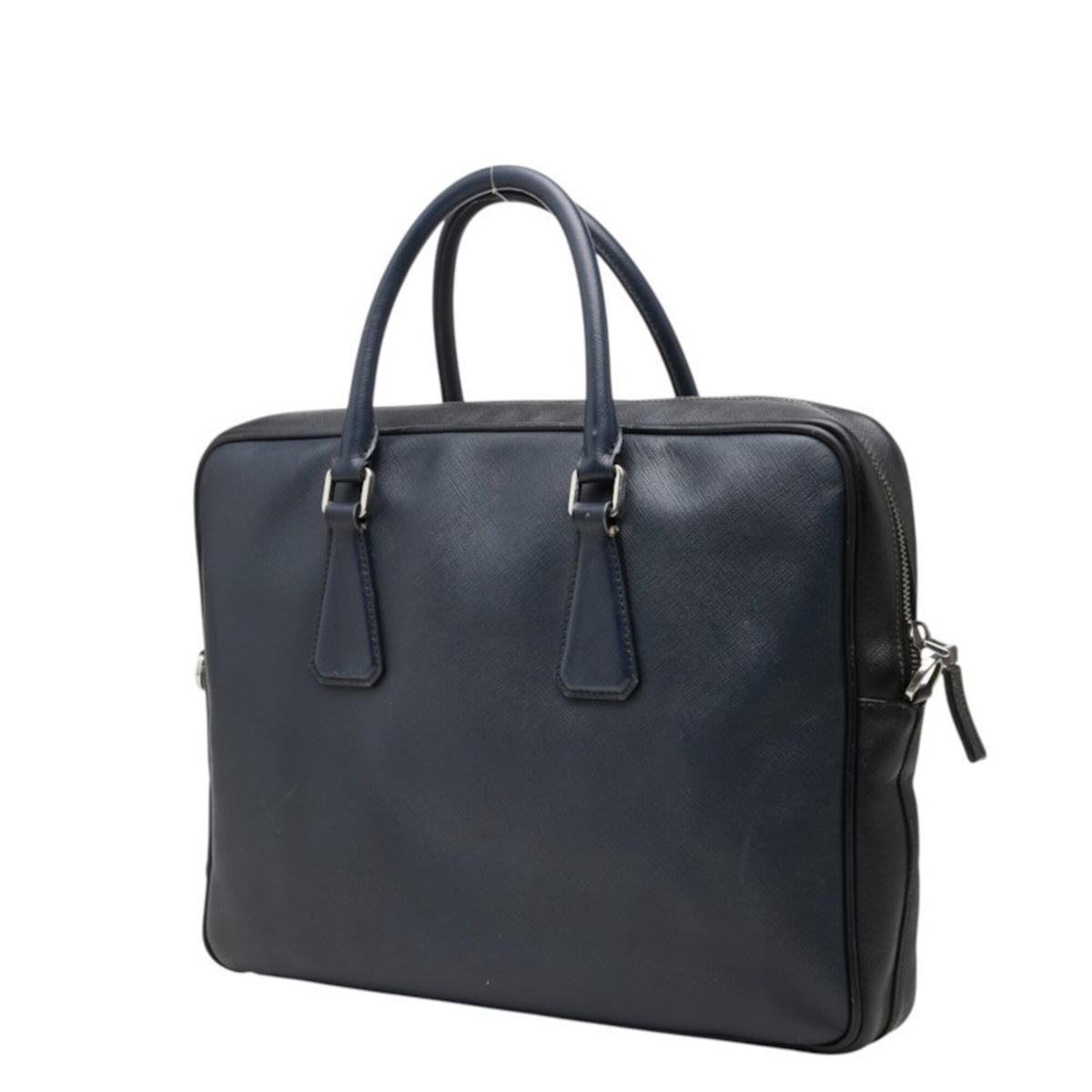 Prada Navy Black Leather Handbag (Pre-Owned)