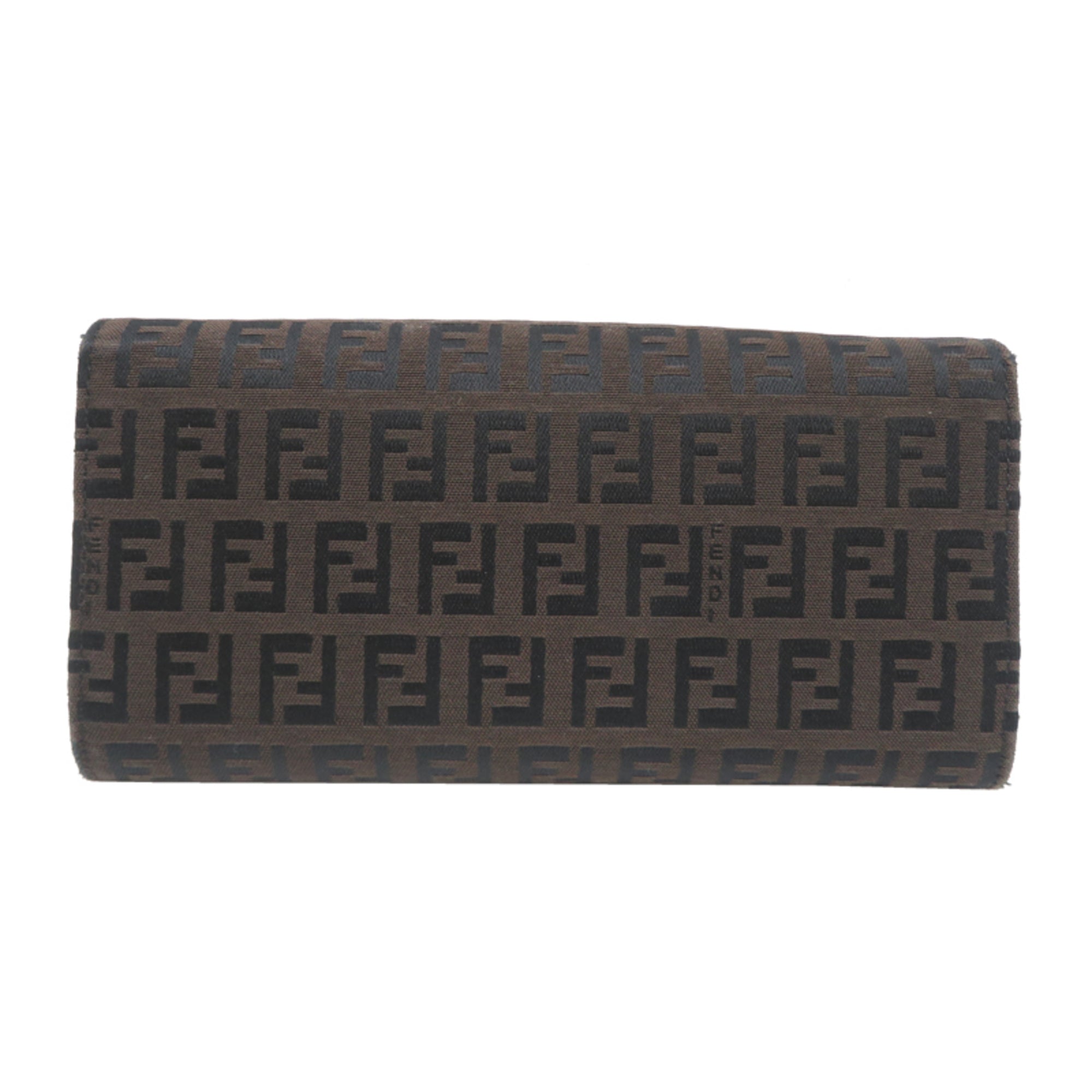 Fendi Brown Canvas Leather Long Wallet (Bi-Fold) (Pre-Owned)