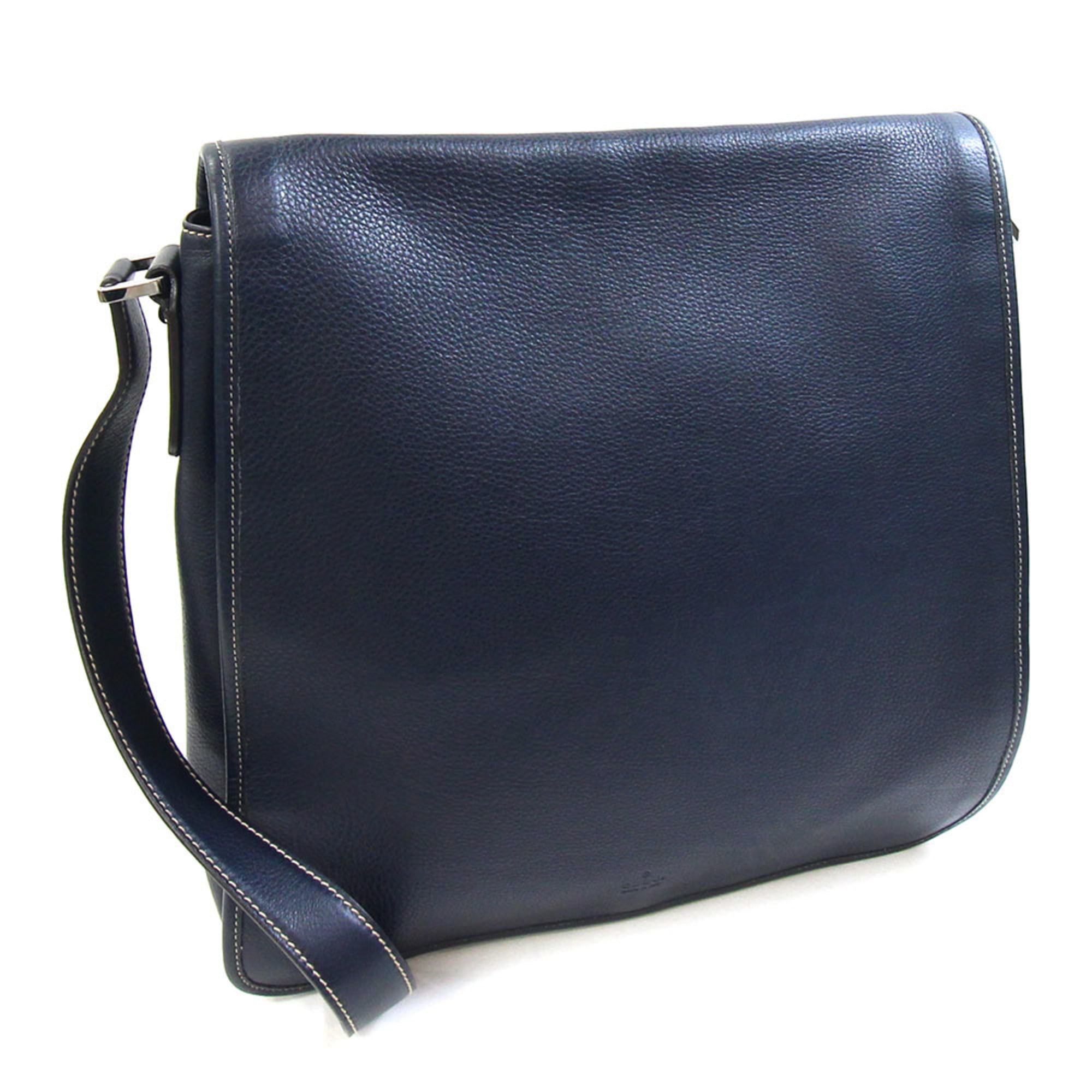 Gucci Navy Leather Handbag Shoulder Bag (Pre-Owned)