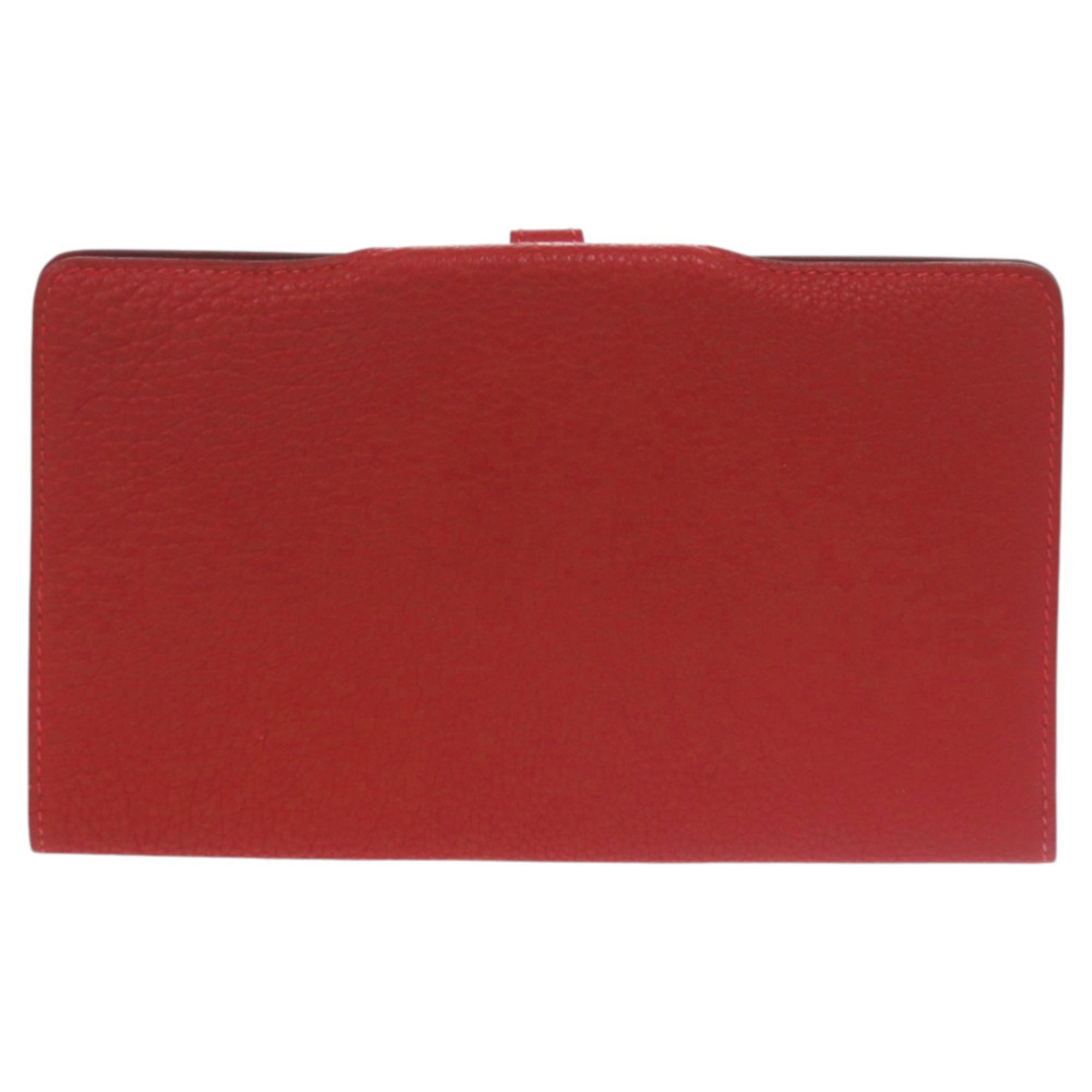 Hermes Red Color Togo Leather Long Wallet (Bi-Fold) (Pre-Owned)