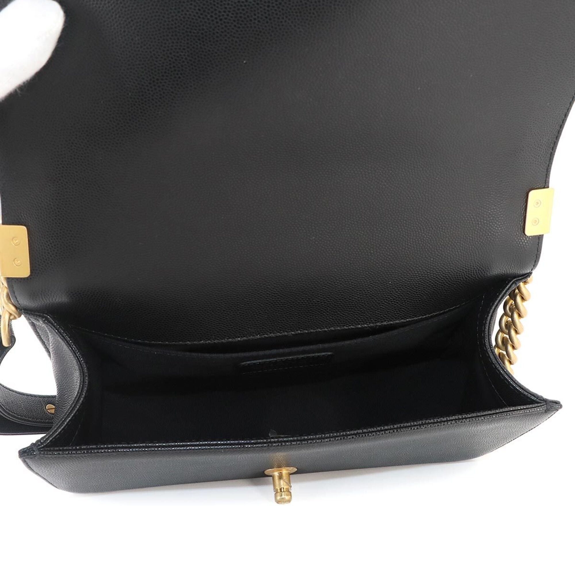 Chanel Black Grained Calfskin Handbag Shoulder Bag (Pre-Owned)