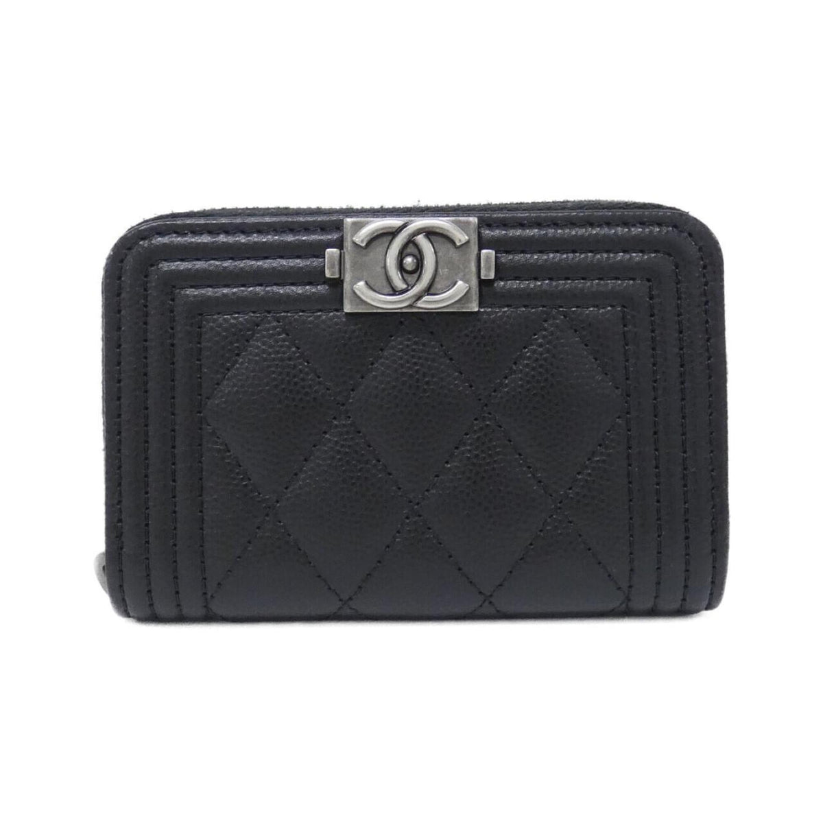 Chanel Black Grained Calfskin Coin Purse/Coin Case (Pre-Owned)