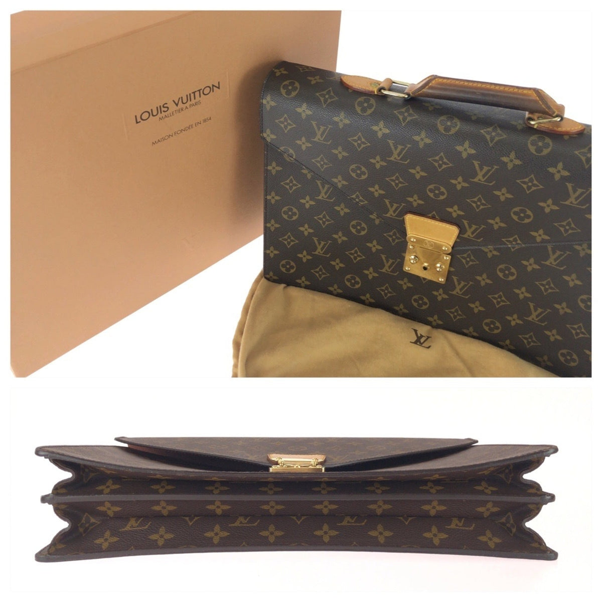 Louis Vuitton Brown Monogram Pvc Leather Briefcase (Pre-Owned)