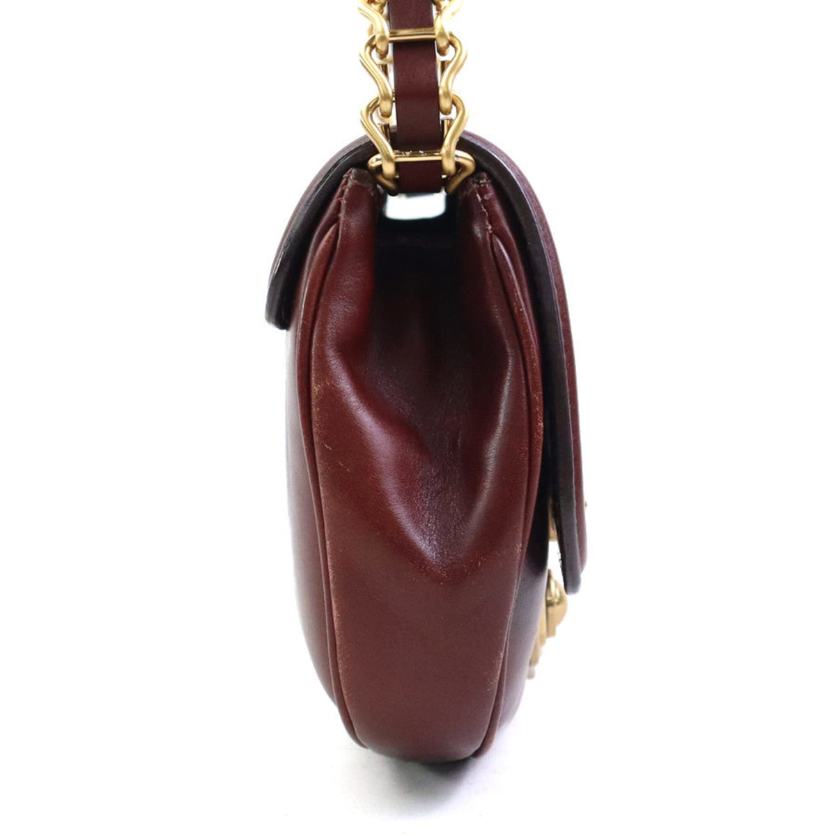 Miu Miu Brown Gold Leather Metal Shoulder Bag (Pre-Owned)