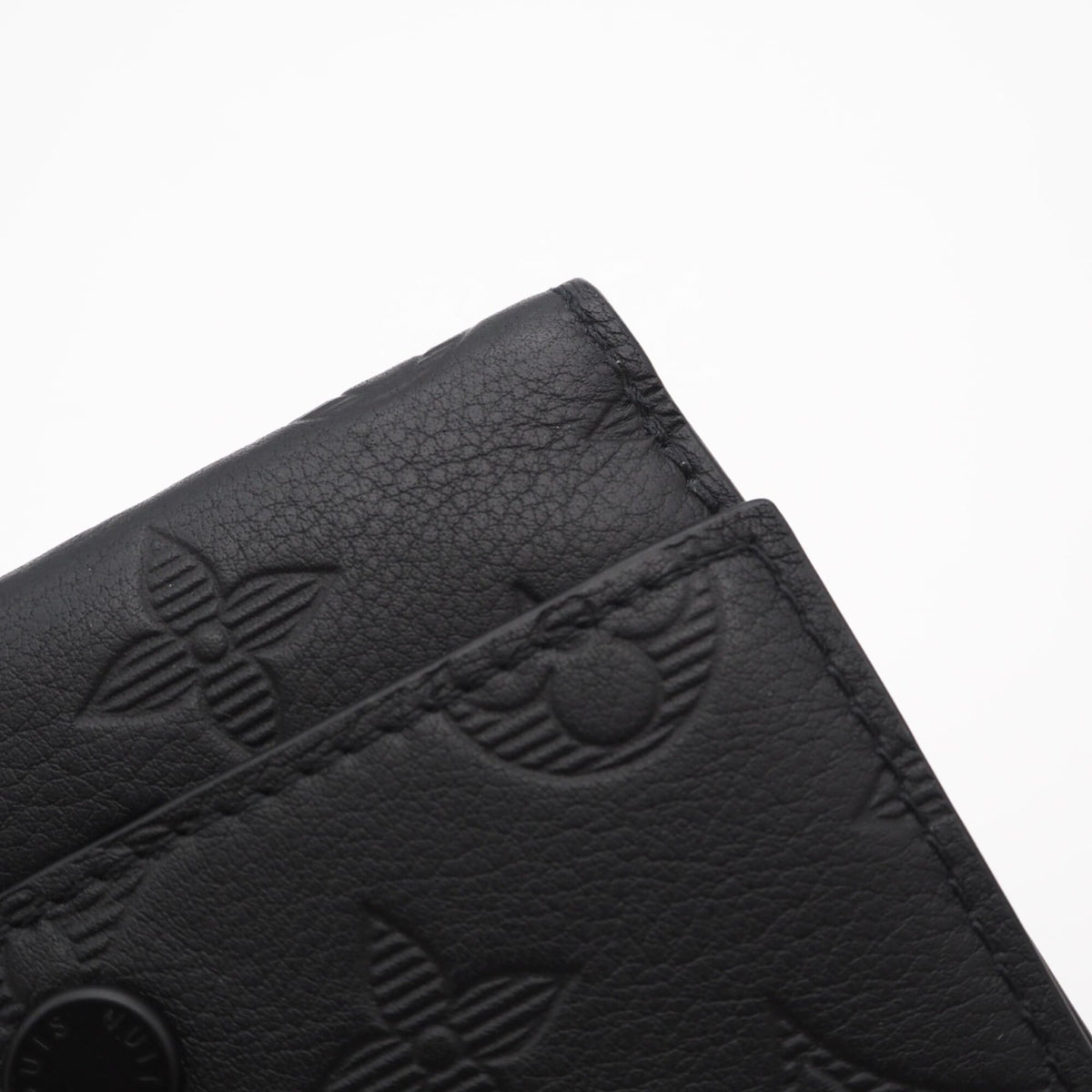 Louis Vuitton Monogram Shadow Black Leather Wallet (Tri-Fold) (Pre-Owned)