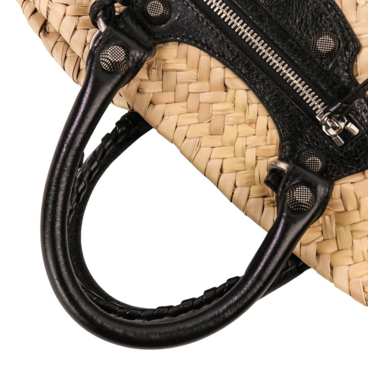 Balenciaga Beige Raffia Leather Basket Shoulder Bag (Pre-Owned)