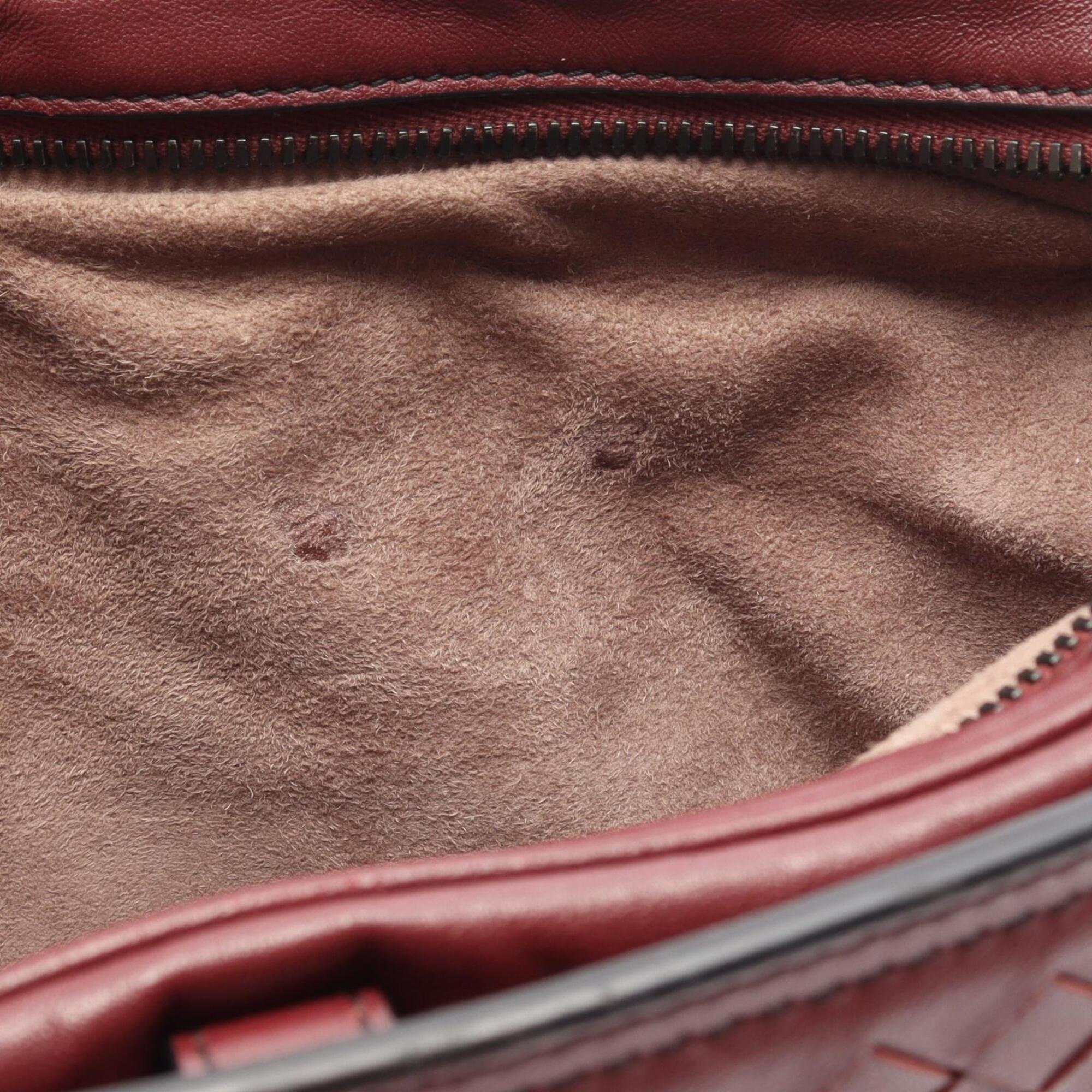 Bottega Veneta Bordeaux Intrecciato Handbag Shoulder Bag (Pre-Owned)