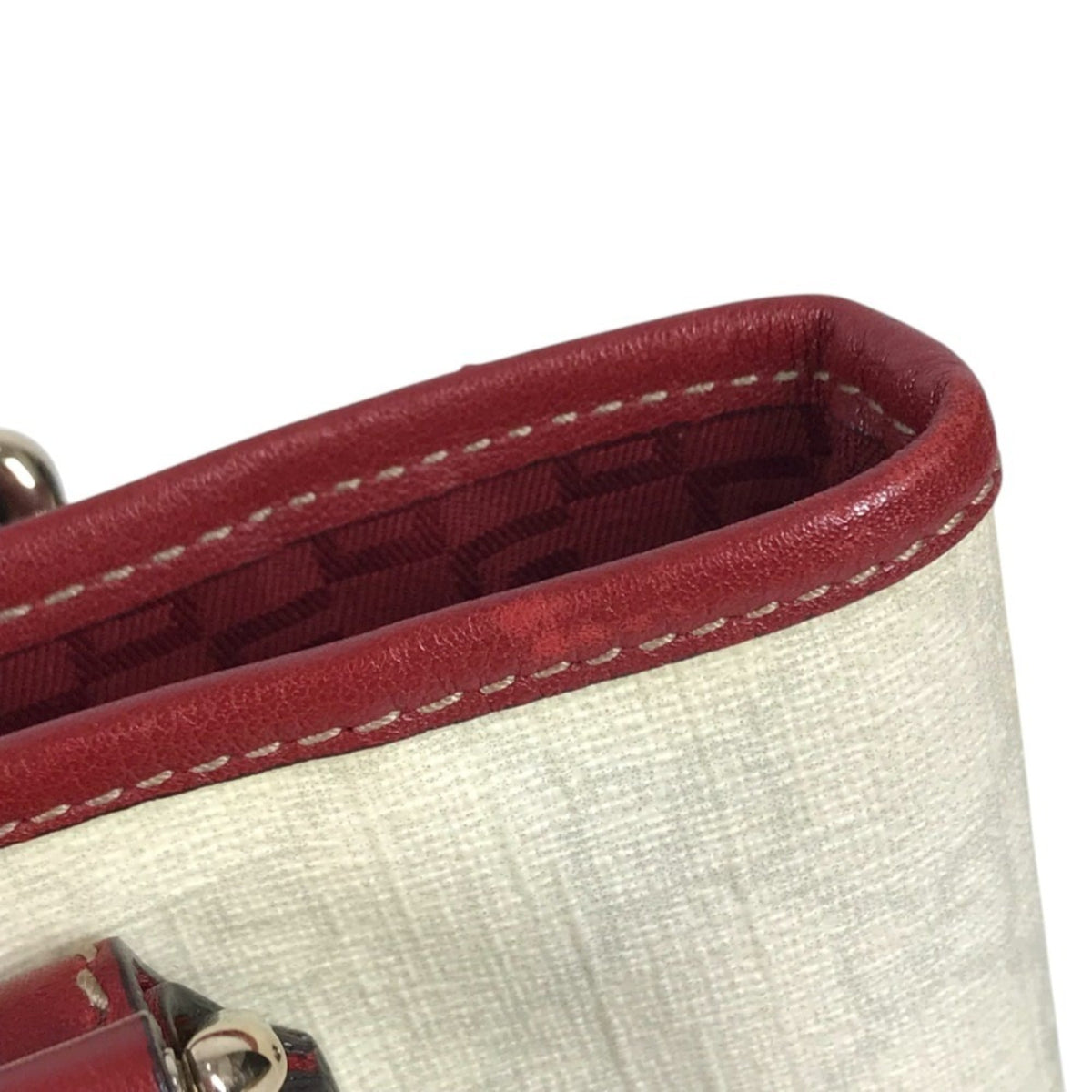 Gucci Red Color White Gg Supreme Leather Shoulder Bag Tote Bag (Pre-Owned)