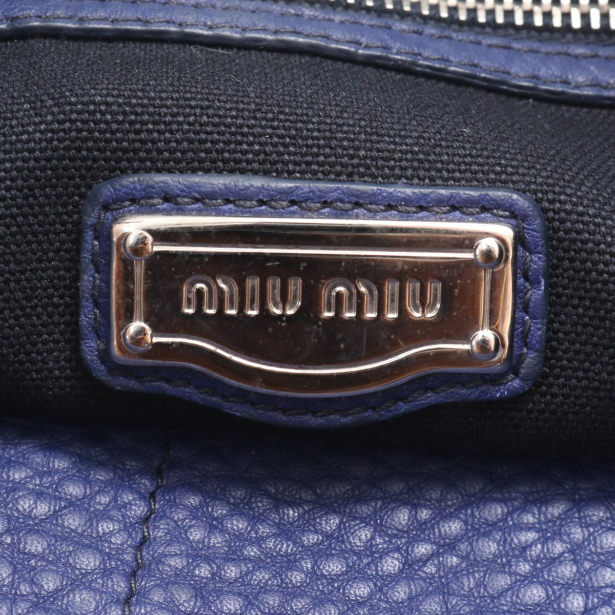 Miu Miu Navy Leather Handbag Shoulder Bag Tote Bag (Pre-Owned)