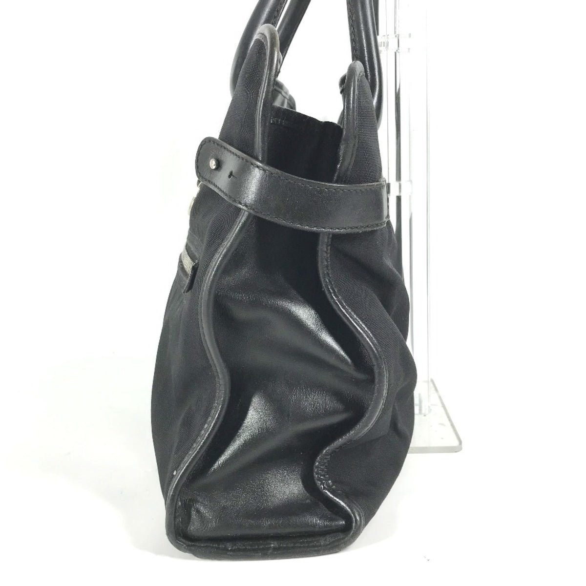 Gucci Black Nylon Leather Handbag Tote Bag (Pre-Owned)