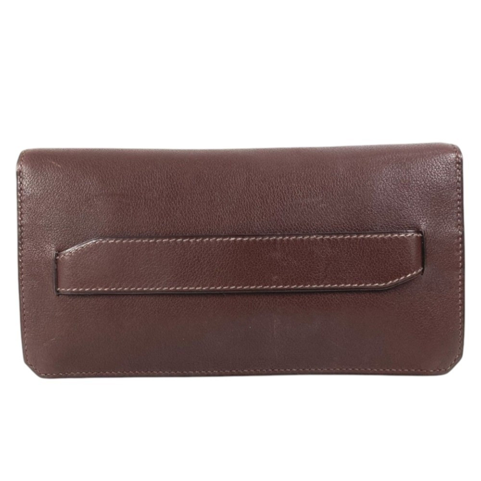 Hermes Brown Leather Clutch Bag Handbag Pouch (Pre-Owned)