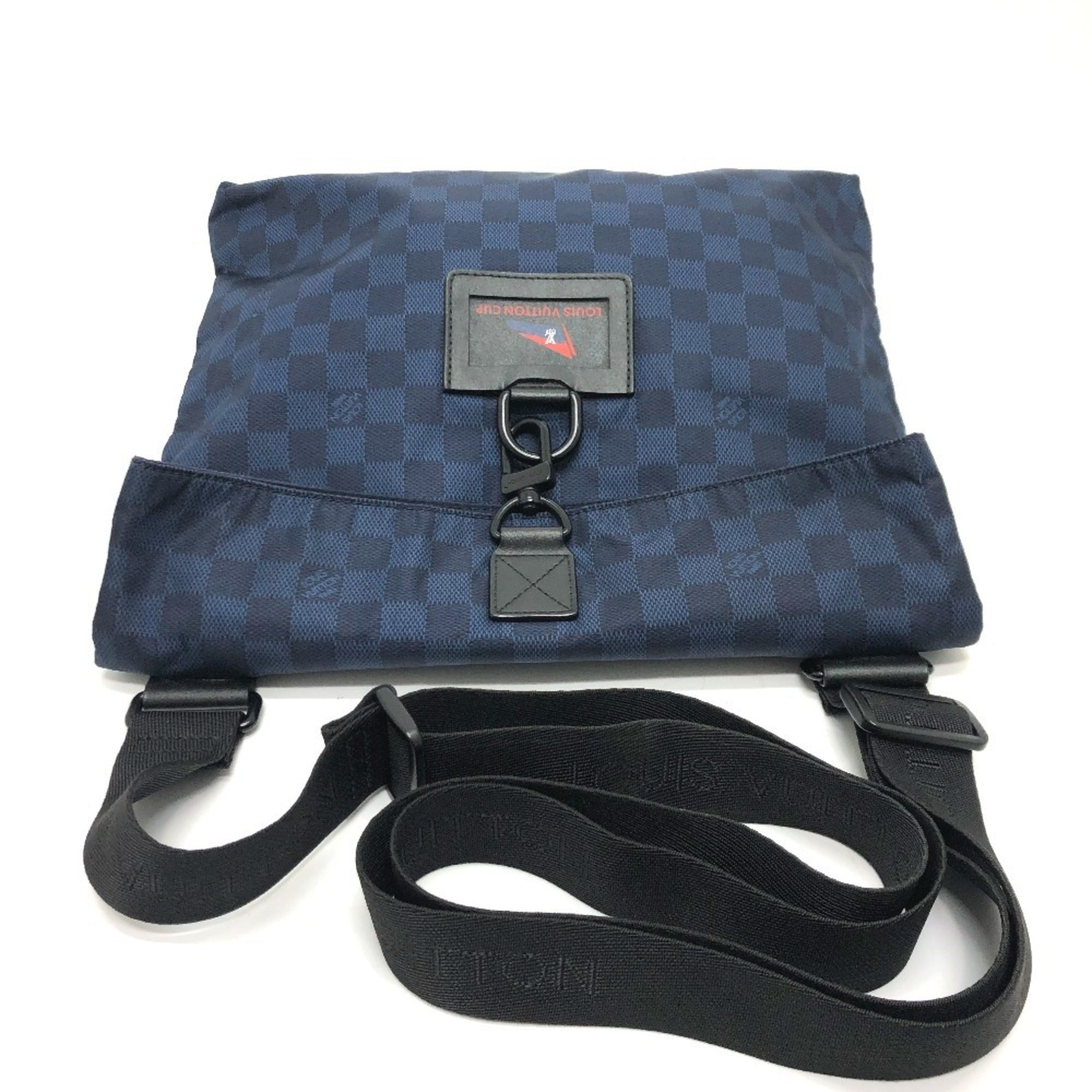 Louis Vuitton Damier Black Navy Nylon Shoulder Bag (Pre-Owned)