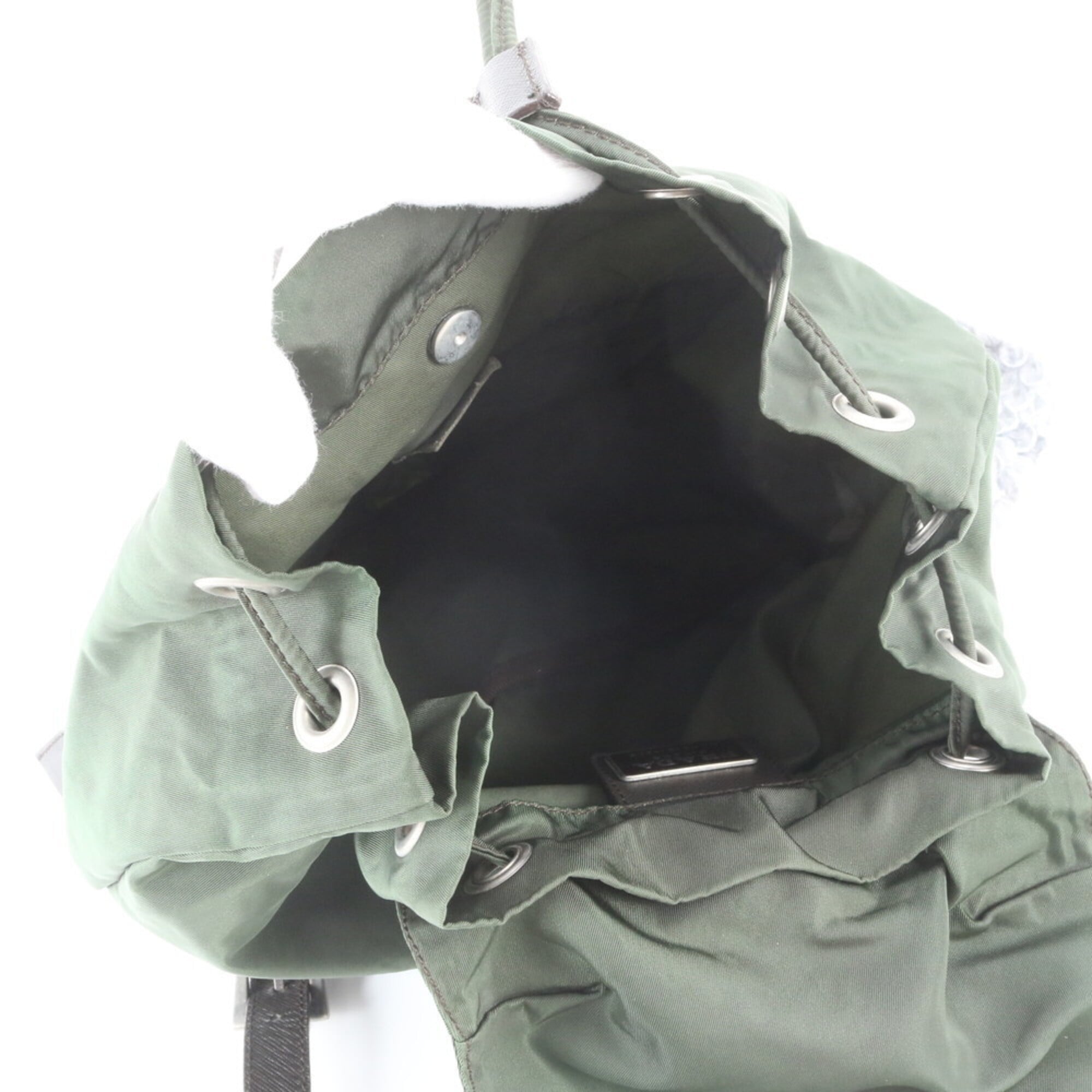 Prada Green Khaki Nylon Leather Backpack (Pre-Owned)
