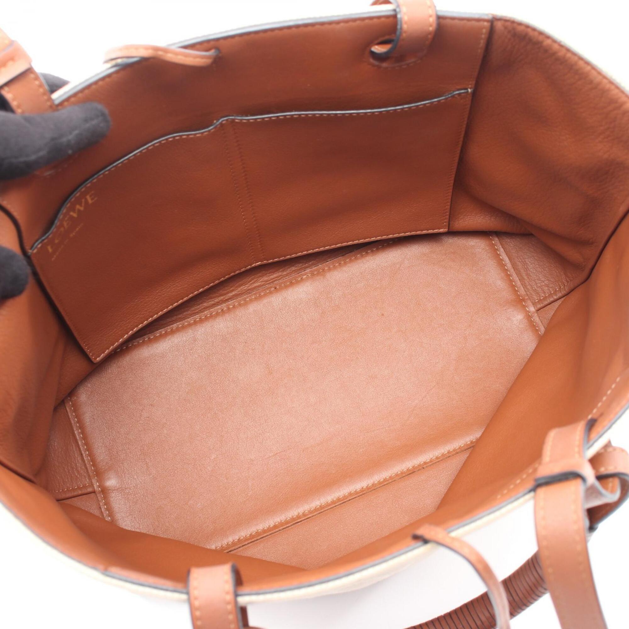 Loewe Beige Brown Canvas Handbag Tote Bag (Pre-Owned)