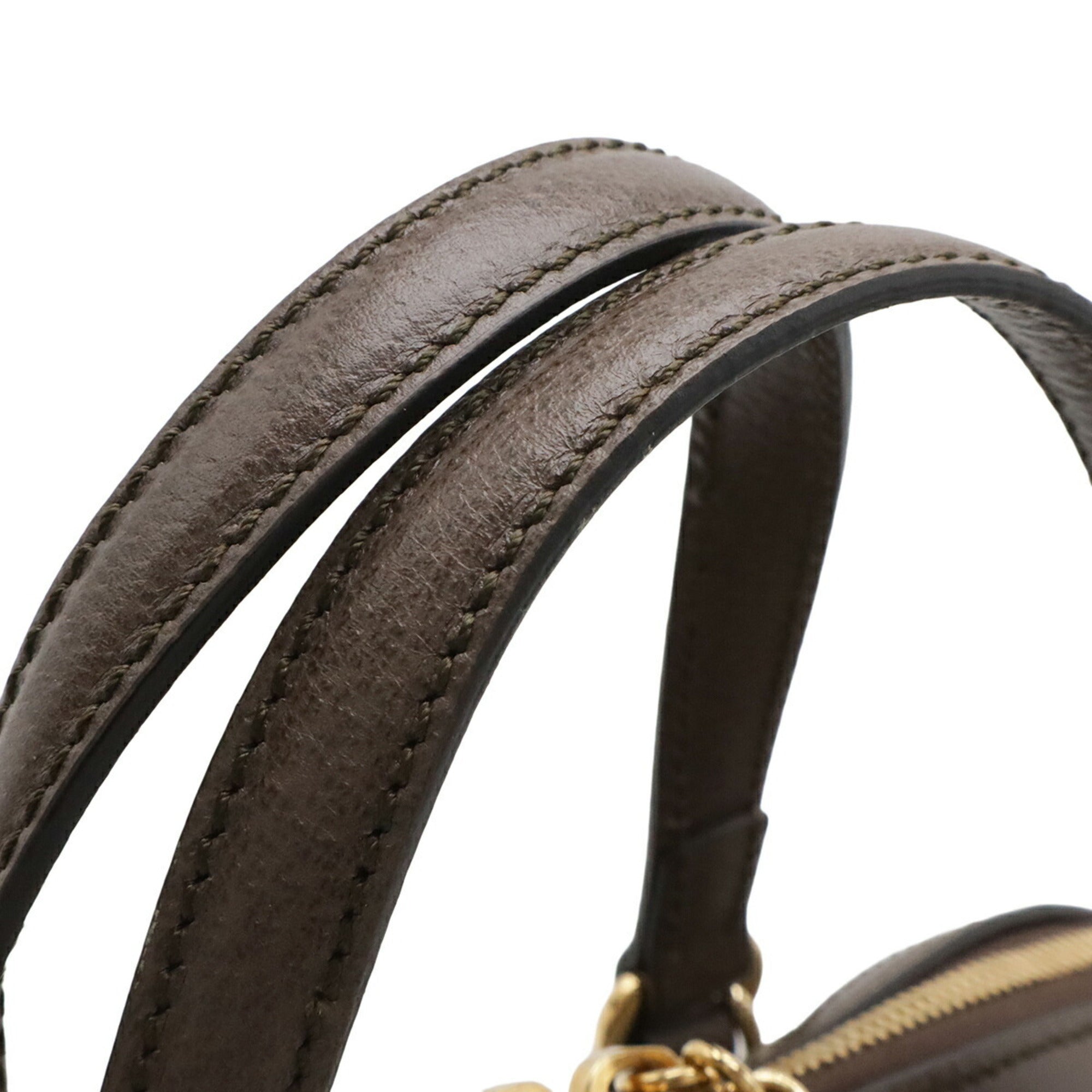 Gucci Beige Dark Brown Green Red Color Gg Supreme Canvas Leather Handbag Shoulder Bag (Pre-Owned)