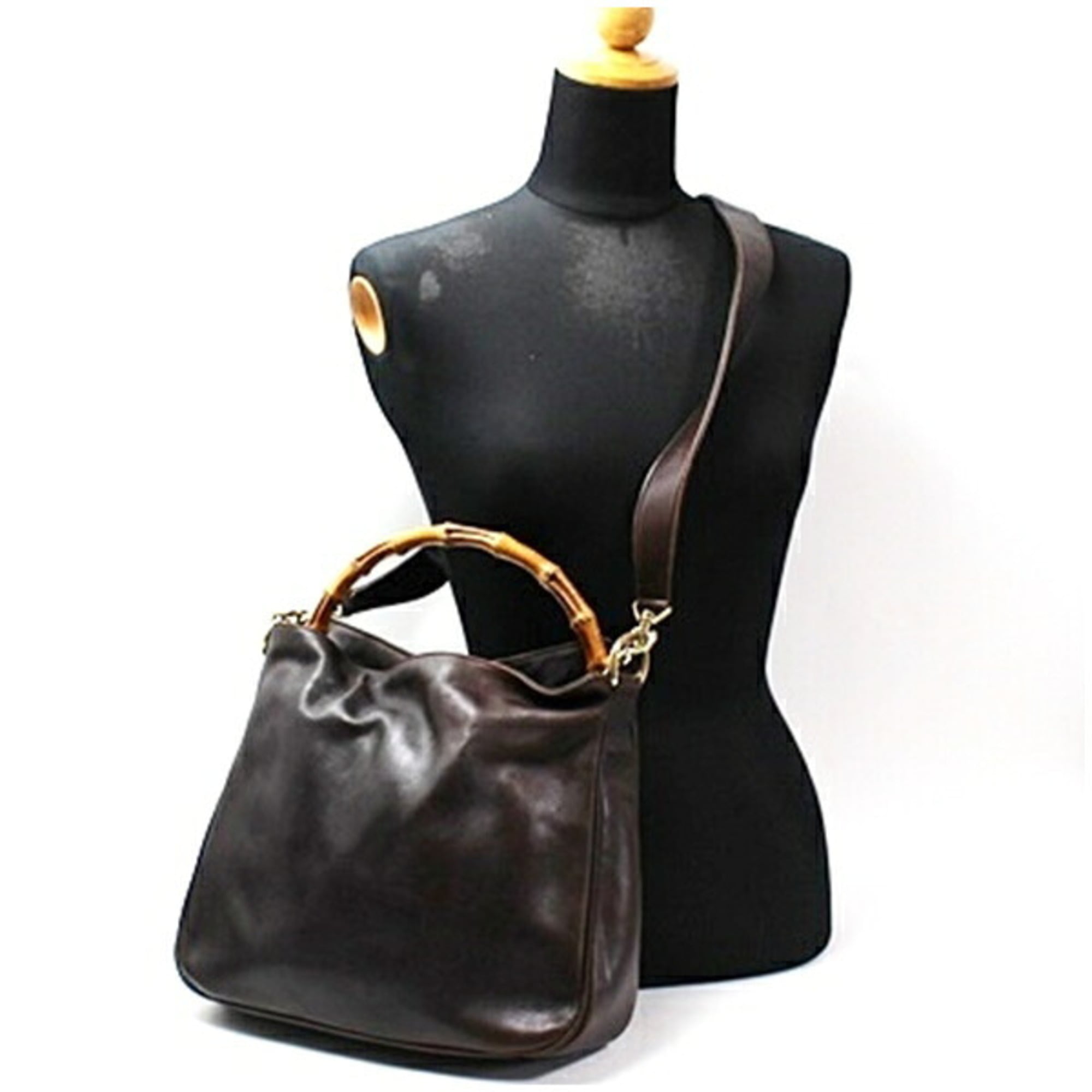 Gucci Brown Gray Leather Shoulder Bag (Pre-Owned)