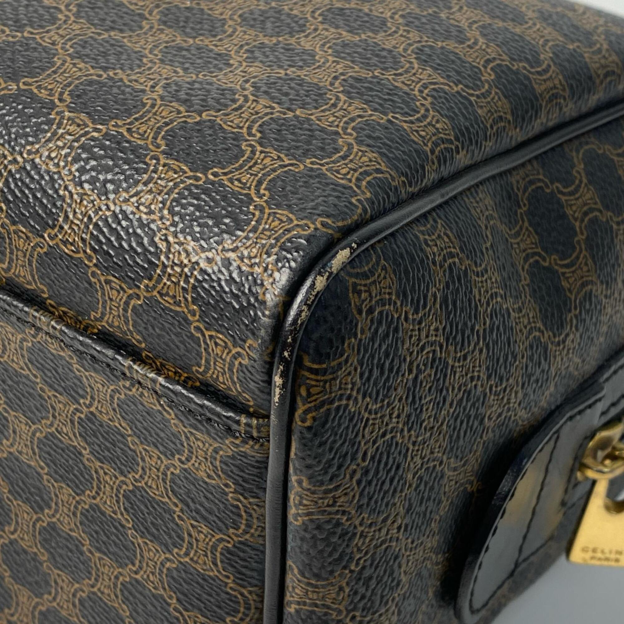 Celine Black Brown Leather Boston Bag (Pre-Owned)