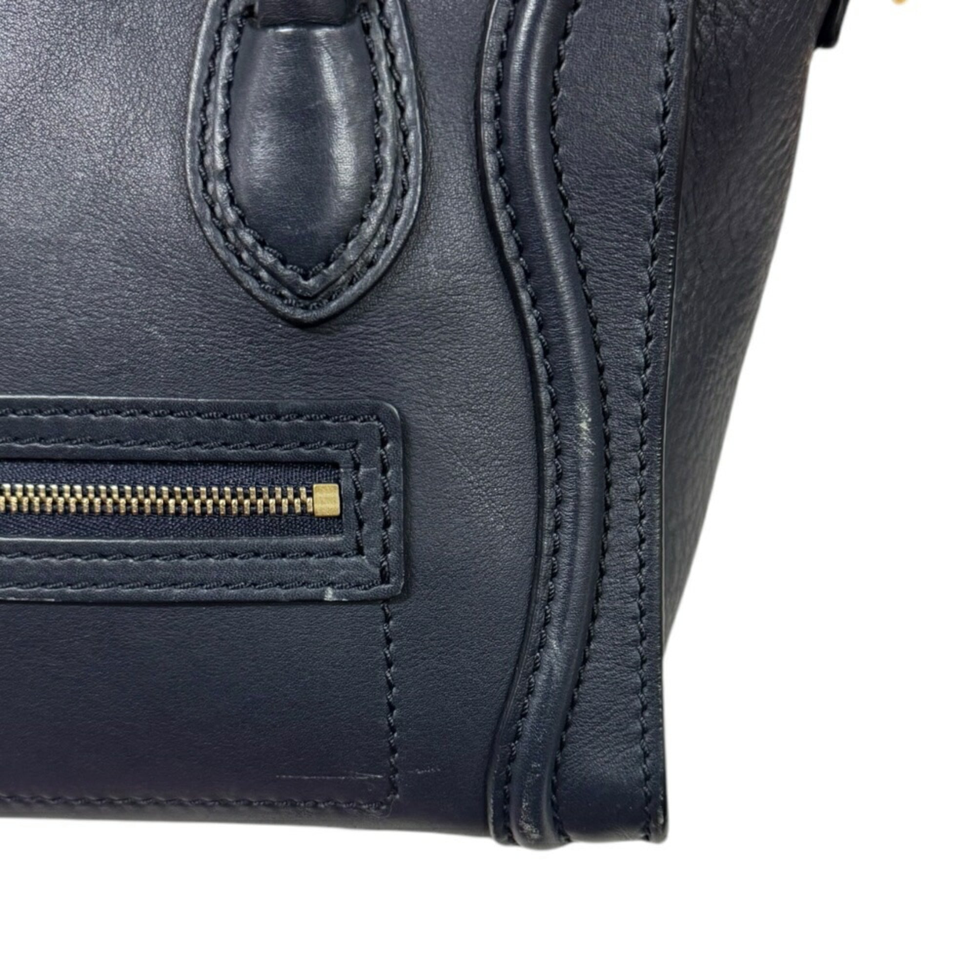 Celine Navy Leather Shoulder Bag (Pre-Owned)
