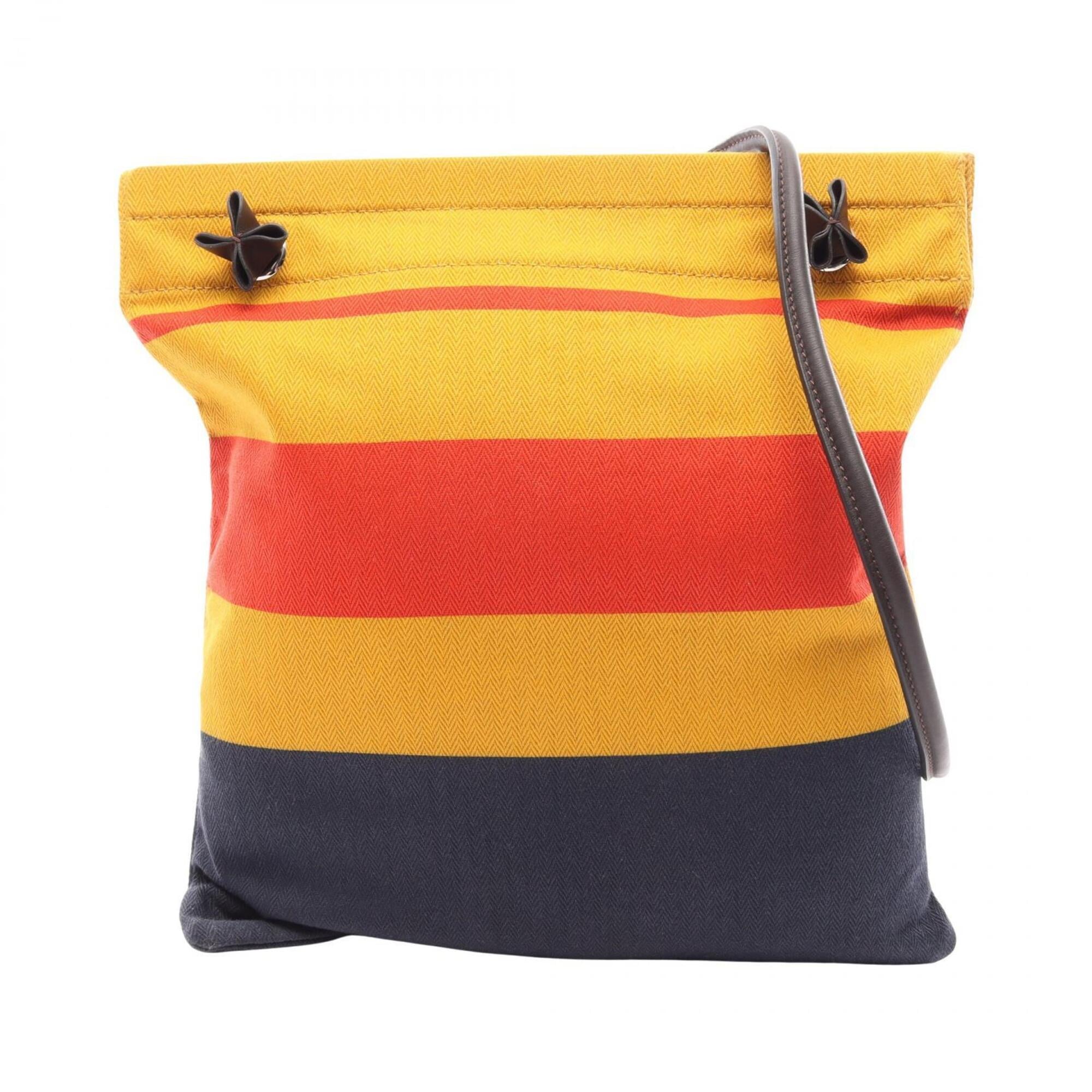 Hermes Ebene Multi-Color Canvas Toile Chevron Handbag Shoulder Bag (Pre-Owned)