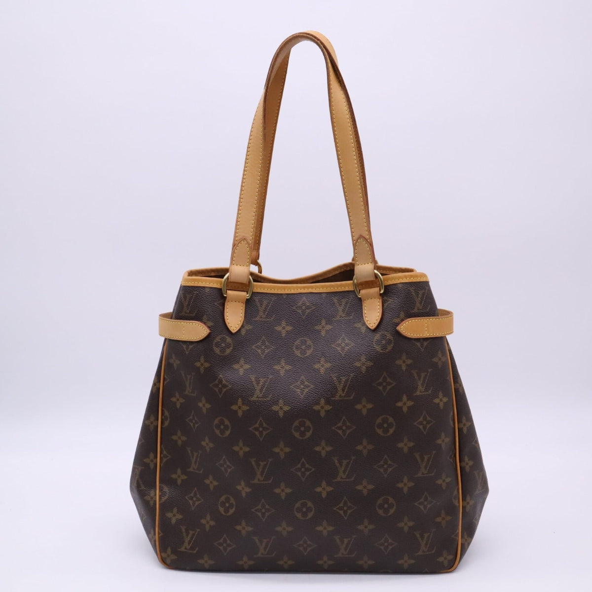 Louis Vuitton Beige Brown Coated Canvas Leather Handbag (Pre-Owned)