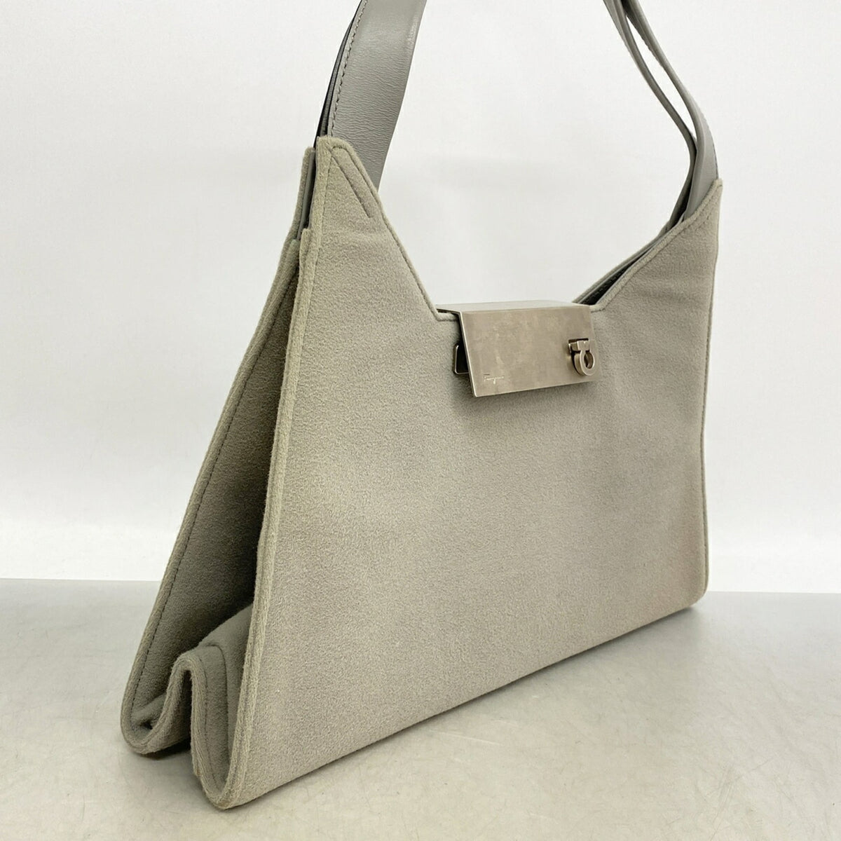 Salvatore Ferragamo Gray Cotton Shoulder Bag (Pre-Owned)