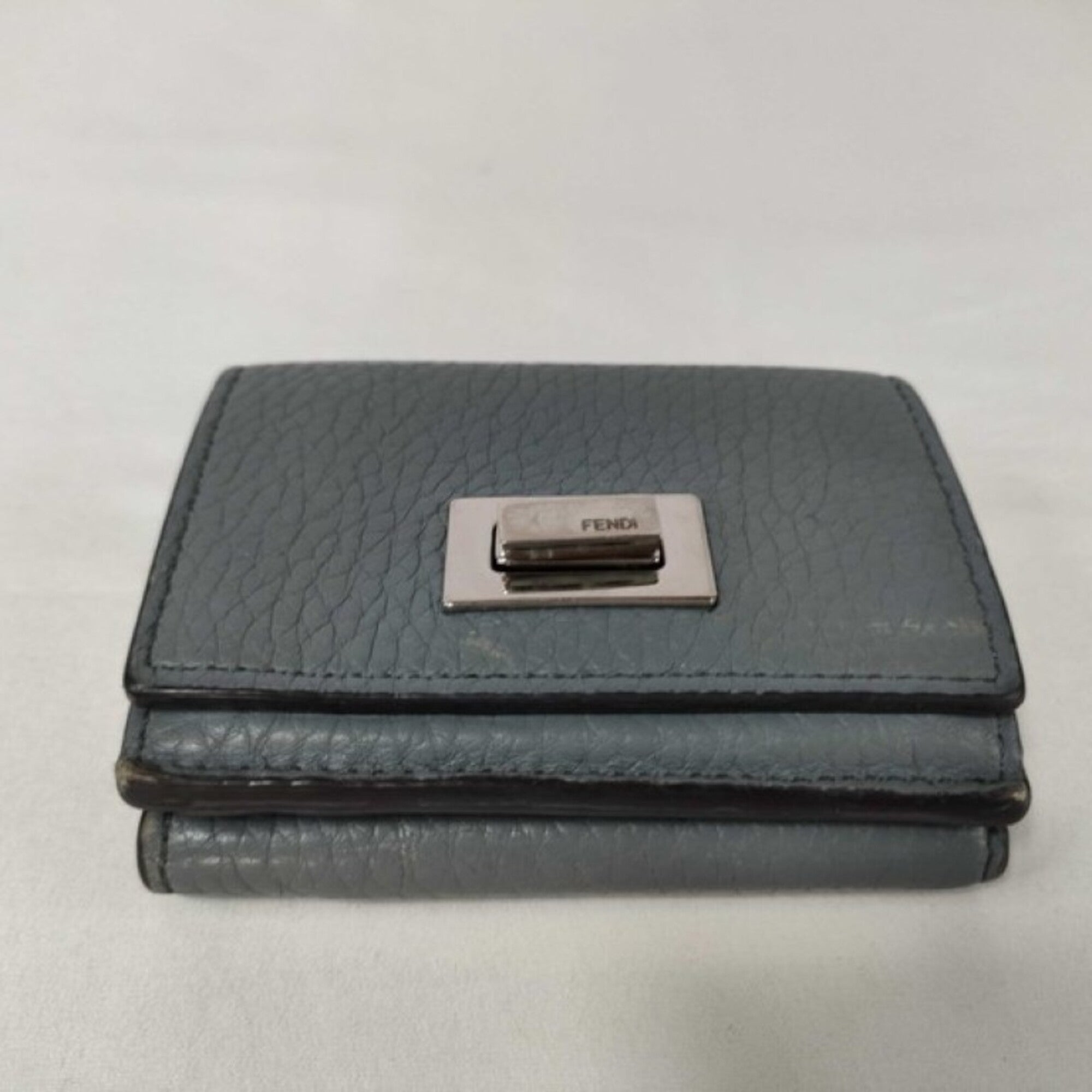 Fendi Gray Leather Wallet (Tri-Fold) (Pre-Owned)