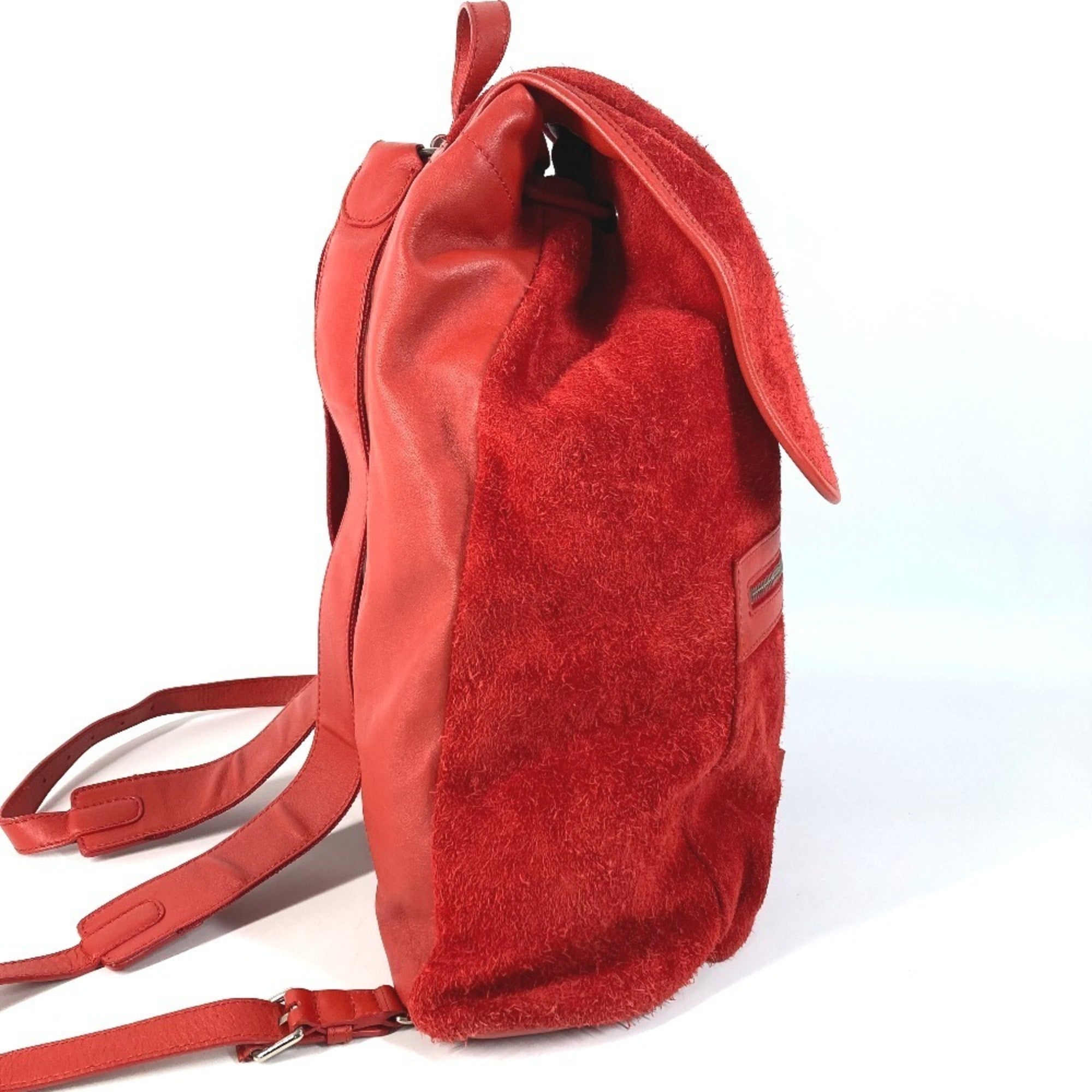 Balenciaga Red Color Leather Suede Backpack (Pre-Owned)