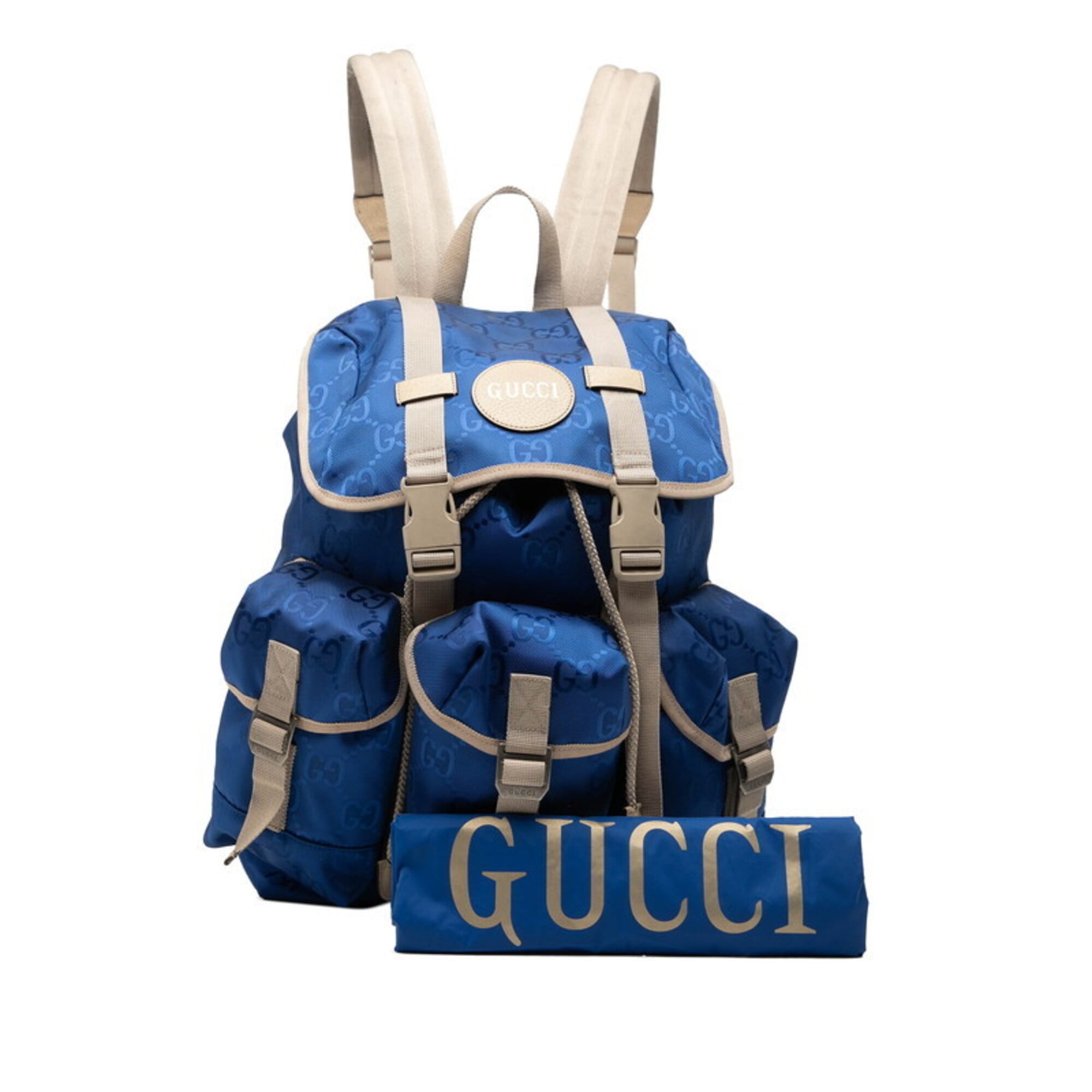 Gucci Beige Blue Nylon Backpack (Pre-Owned)