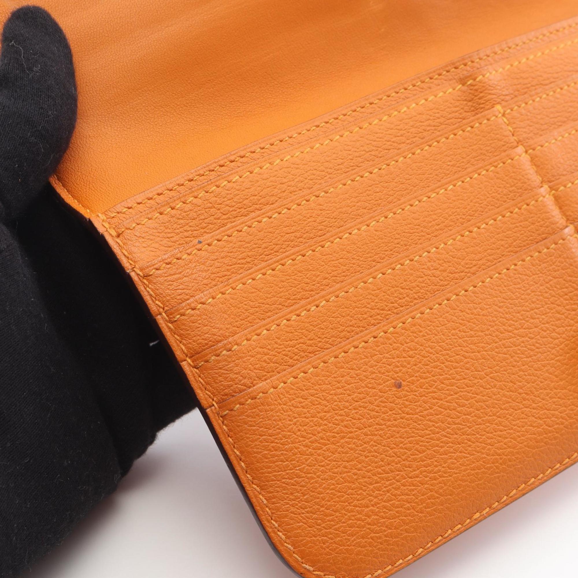 Hermes Orange Leather Long Wallet (Bi-Fold) (Pre-Owned)