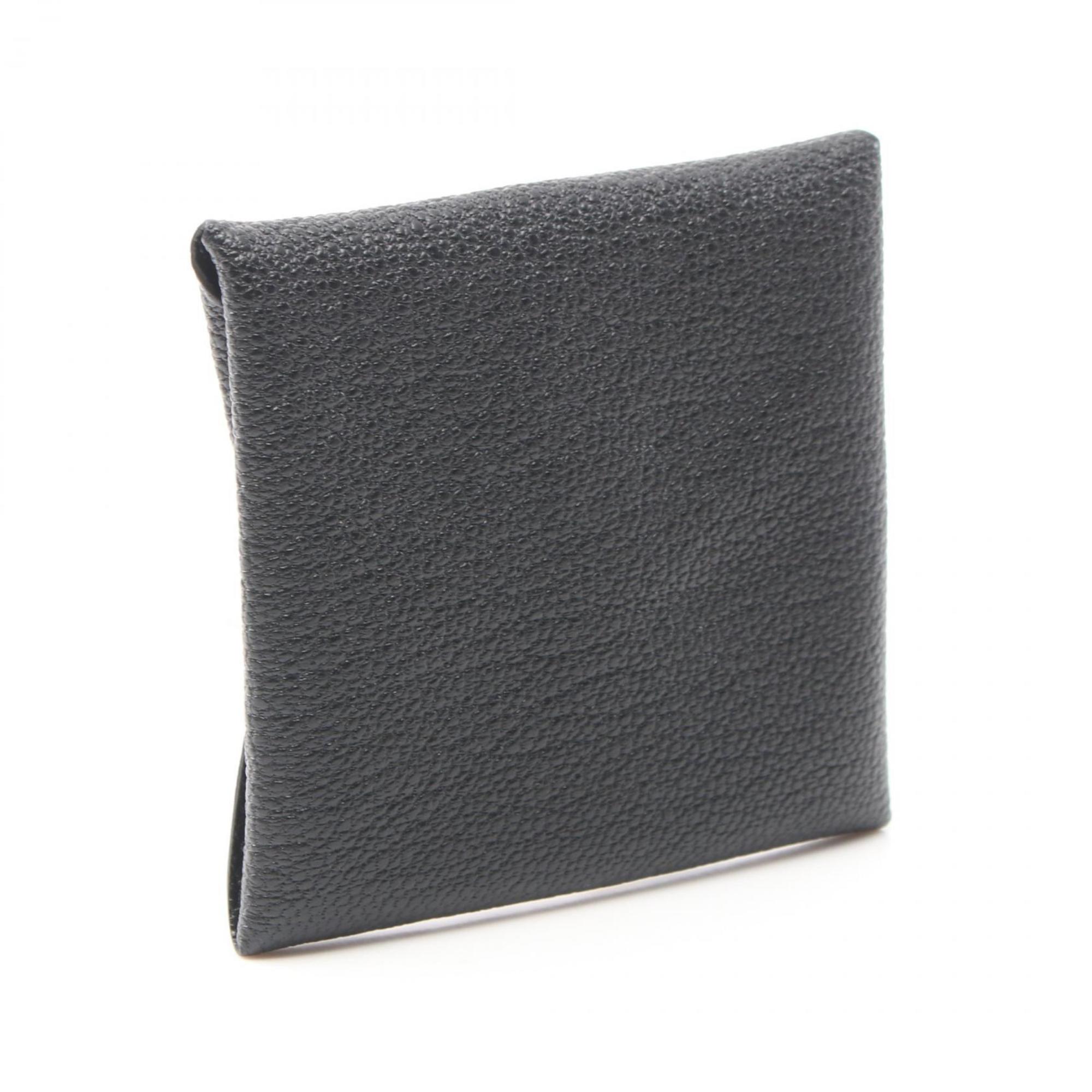Hermes Black Chevre Leather Coin Purse/Coin Case (Pre-Owned)