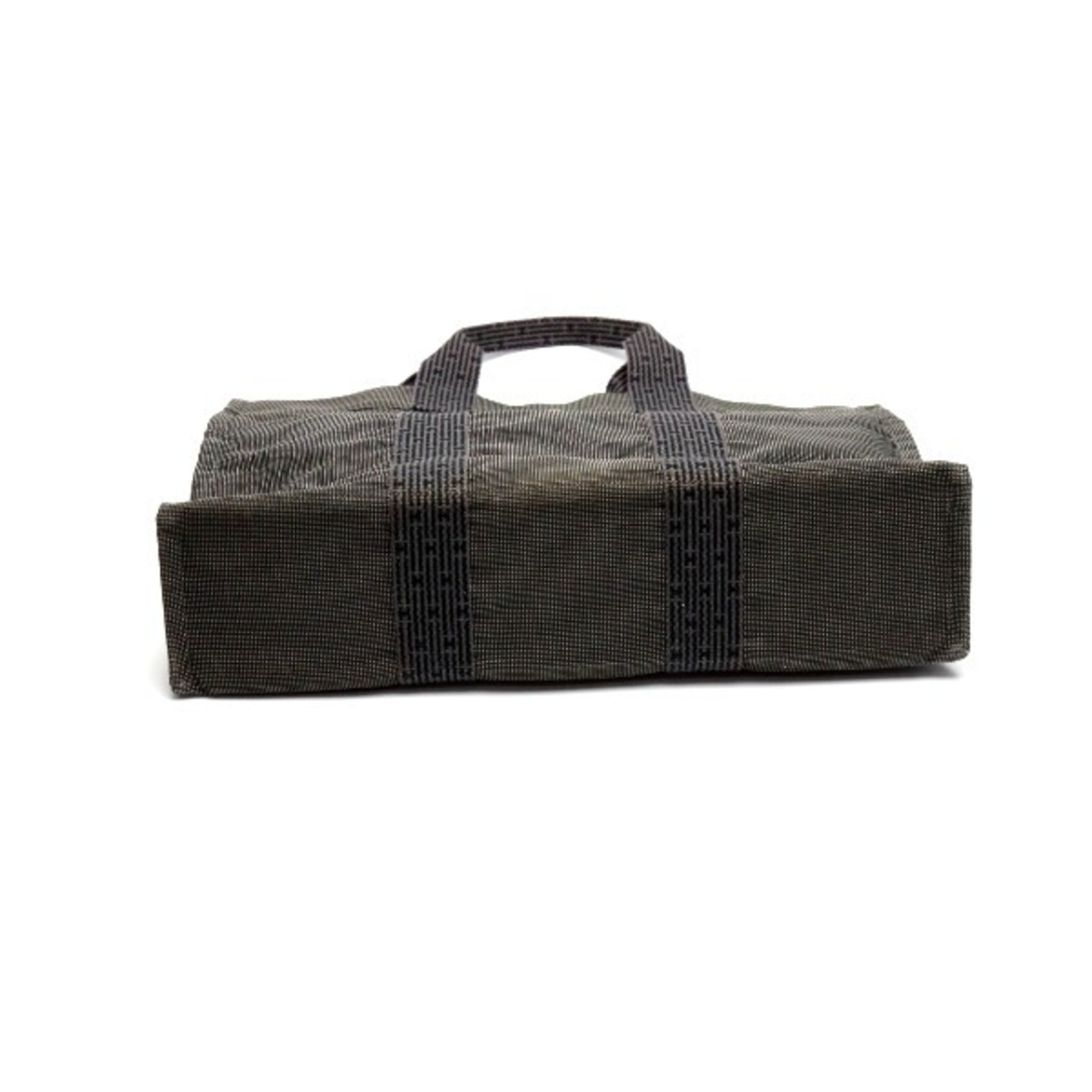 Hermes Her Line Gray Canvas Tote Bag (Pre-Owned)