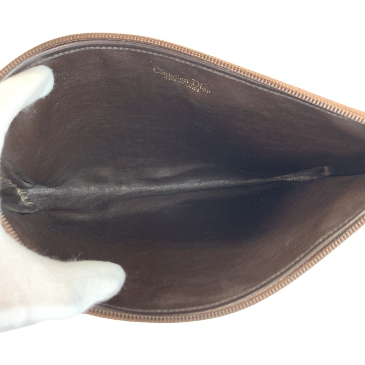Christian Dior Beige Brown Canvas Leather Clutch Bag (Pre-Owned)
