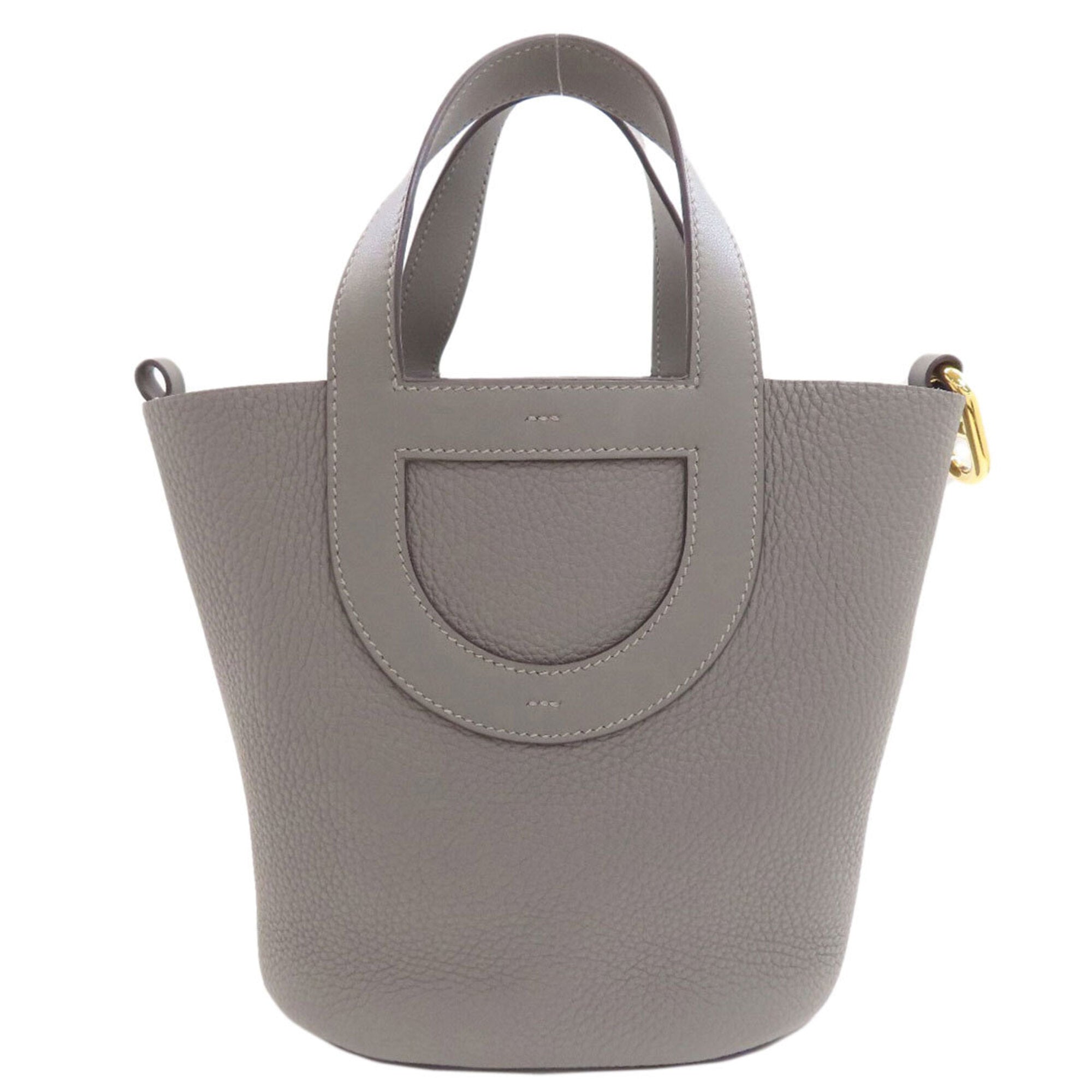 Hermes Gray Taurillon Clemence Leather Handbag (Pre-Owned)