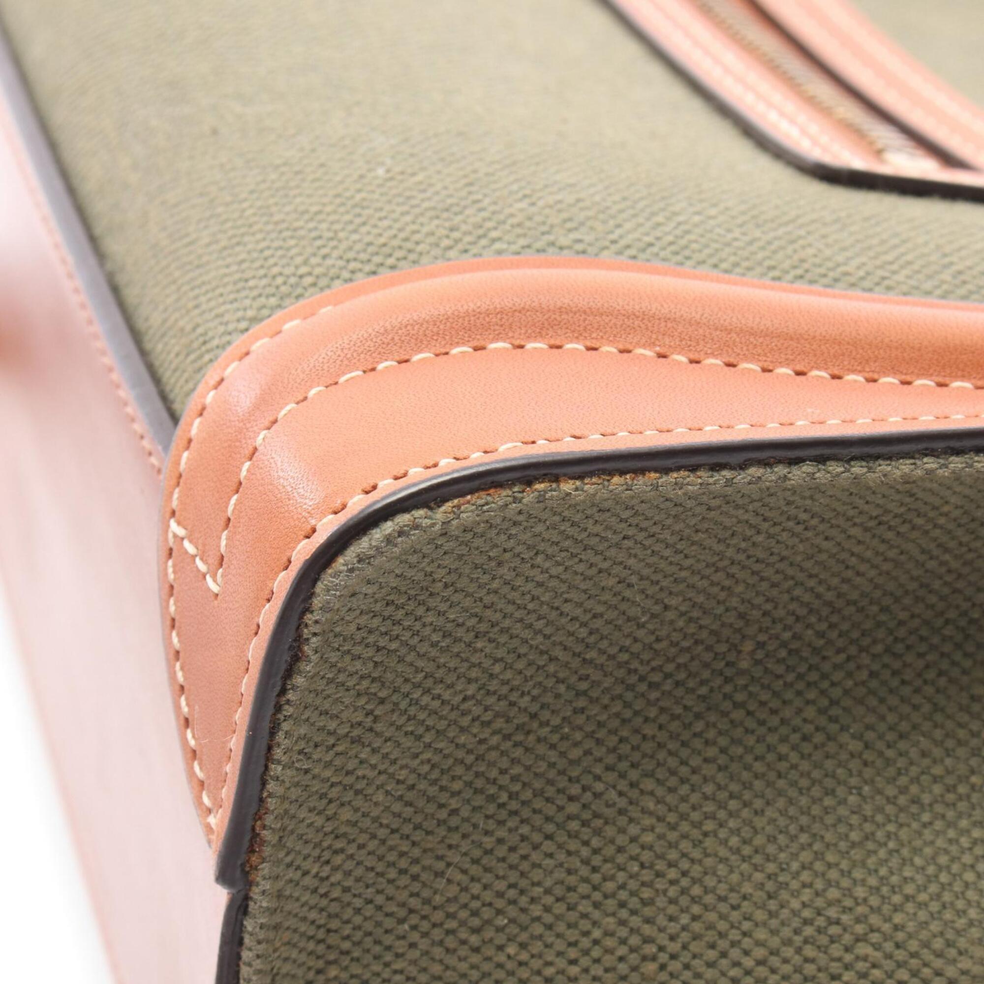 Celine Brown Khaki Canvas Leather Handbag (Pre-Owned)
