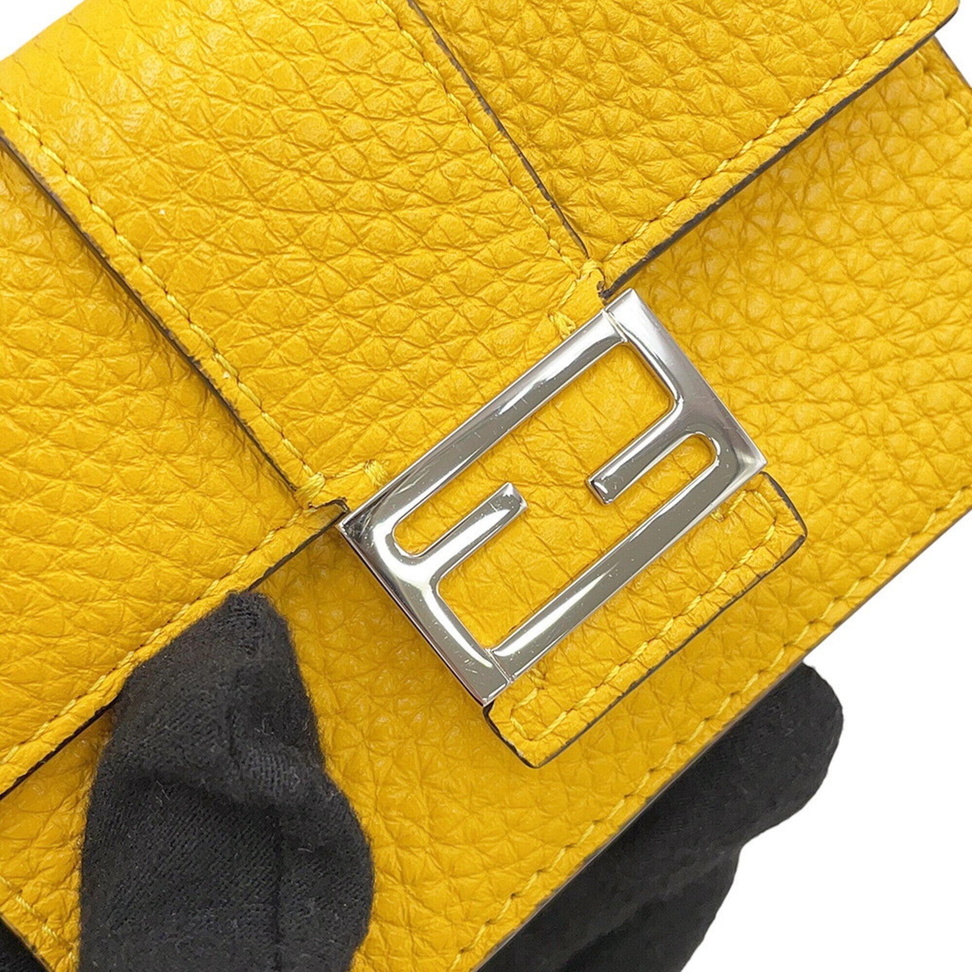 Fendi Baguette Yellow Leather Handbag Pochette Shoulder Bag (Pre-Owned)