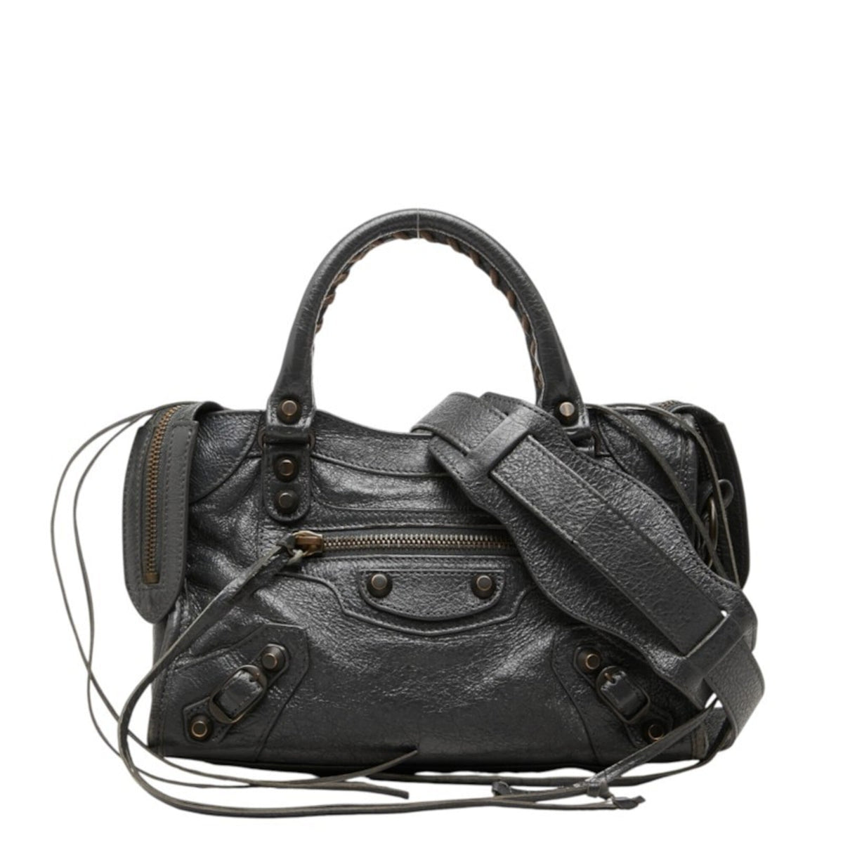 Balenciaga Gray Leather Handbag Shoulder Bag (Pre-Owned)
