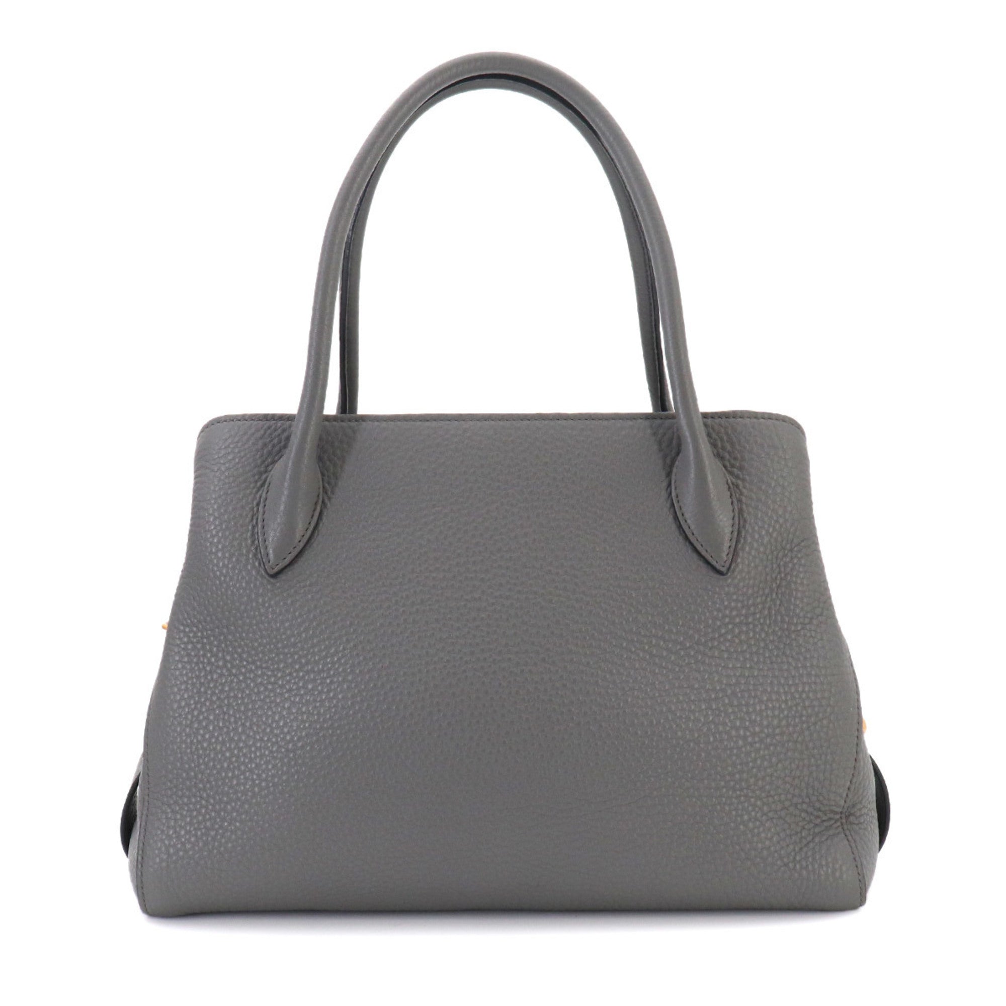 Prada Gray Leather Handbag Shoulder Bag (Pre-Owned)