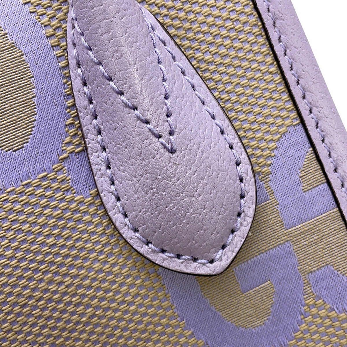 Gucci Beige Purple Gg Canvas Leather Handbag (Pre-Owned)