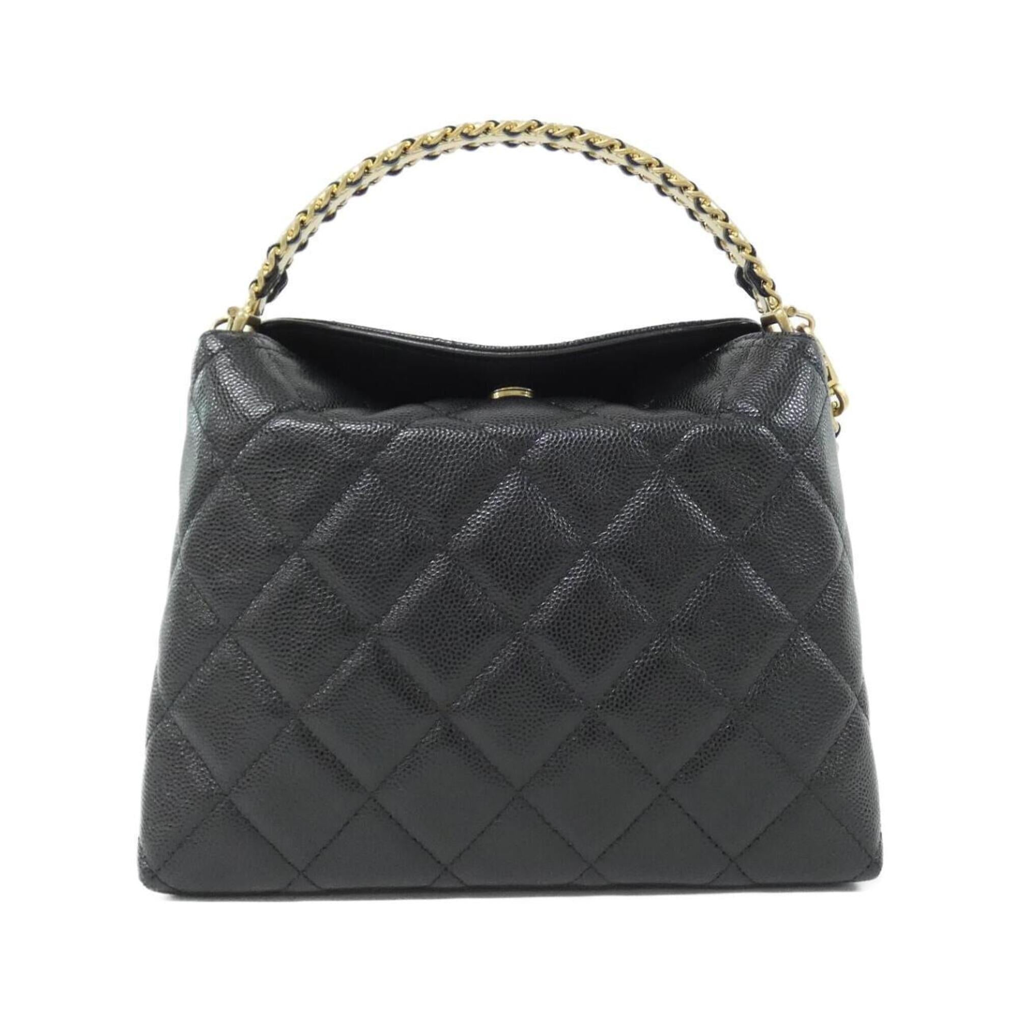 Chanel Black Grained Calfskin Handbag Shoulder Bag (Pre-Owned)