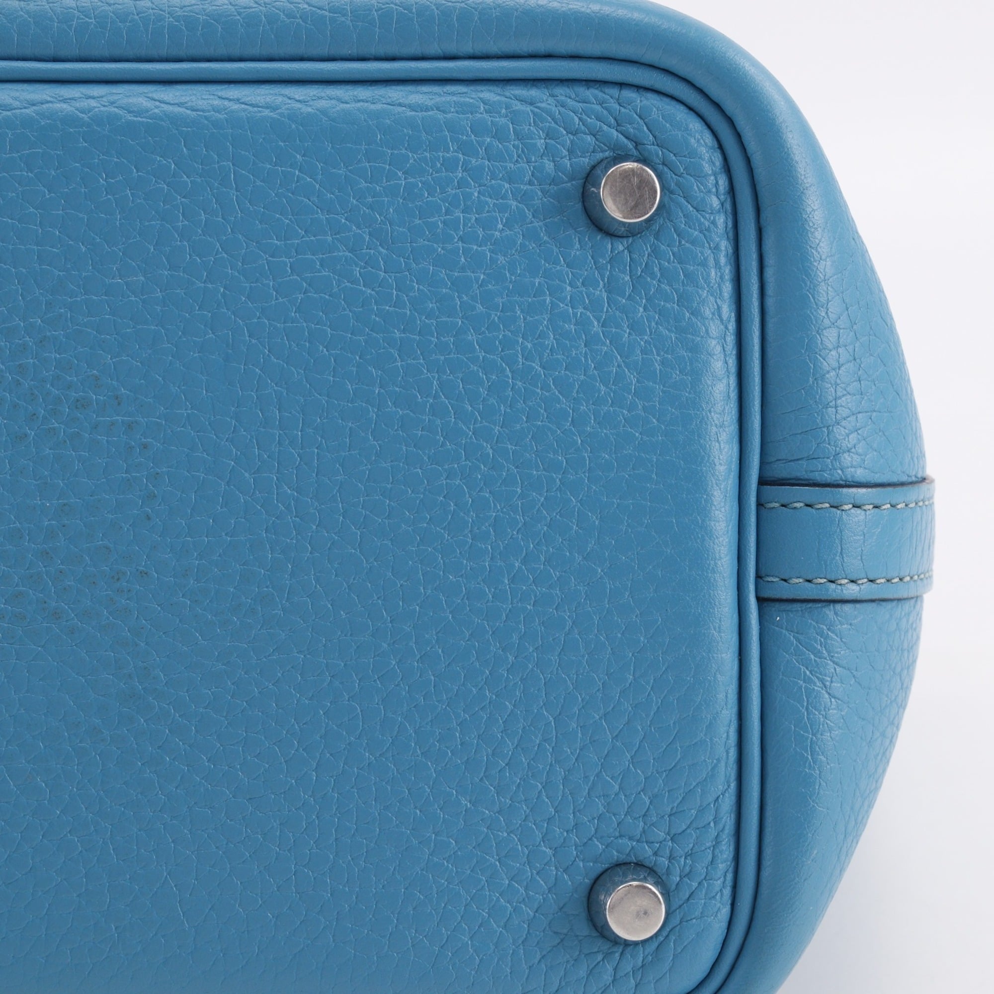 Hermes Blue Green Taurillon Clemence Leather Handbag (Pre-Owned)