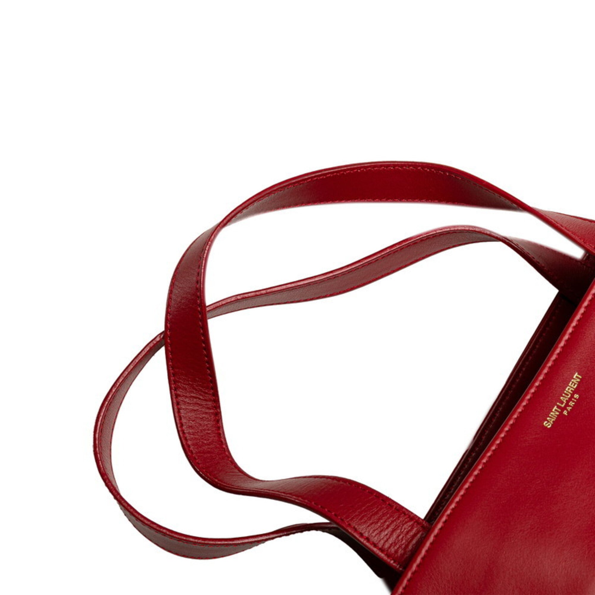 Saint Laurent Red Color Suede Leather Tote Bag (Pre-Owned)